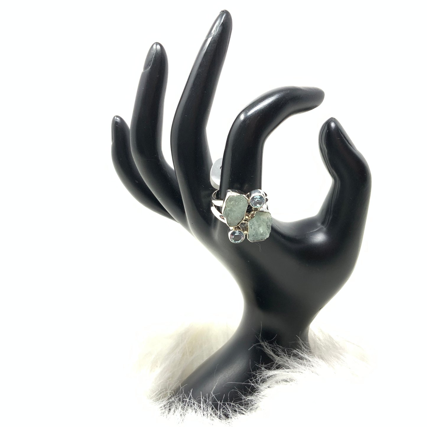 Multistone Aquamarine Ring, size 10
