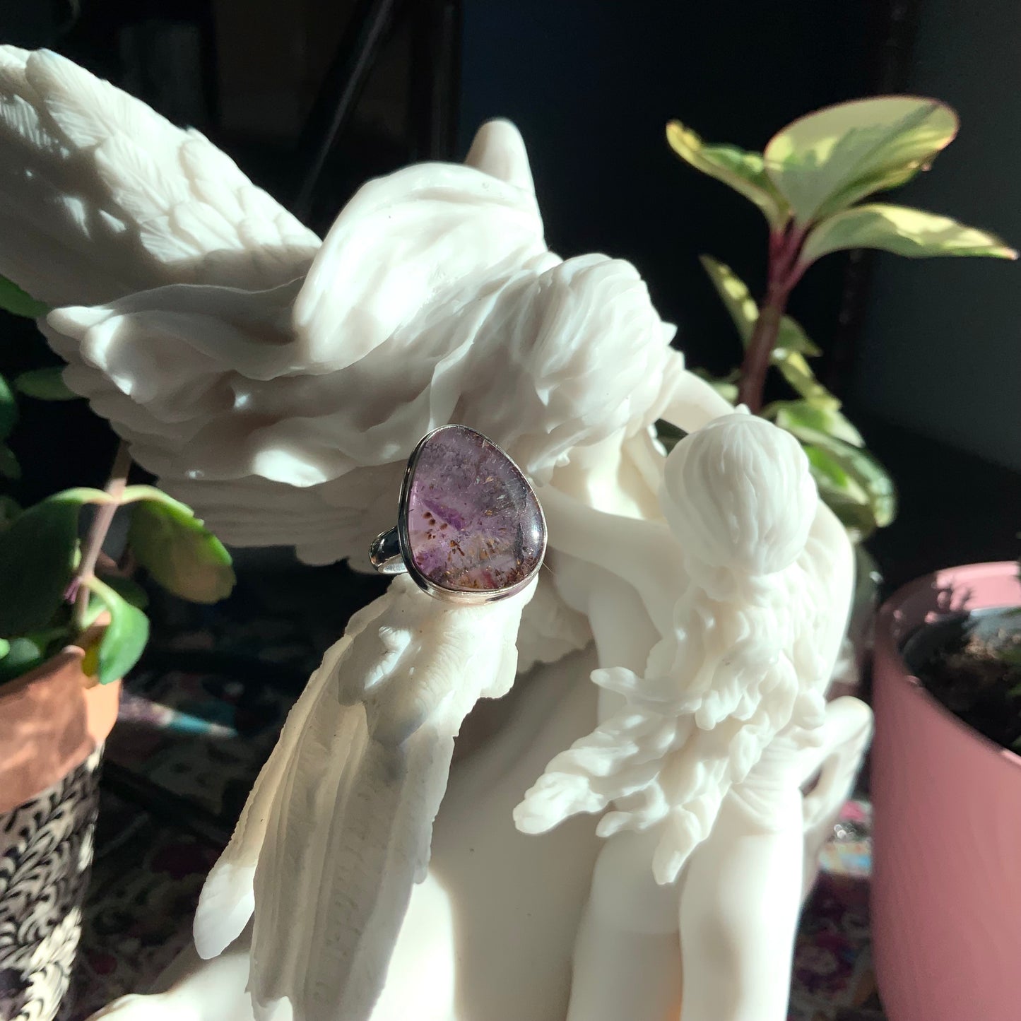 Cacoxenite Amethyst Ring, size 9