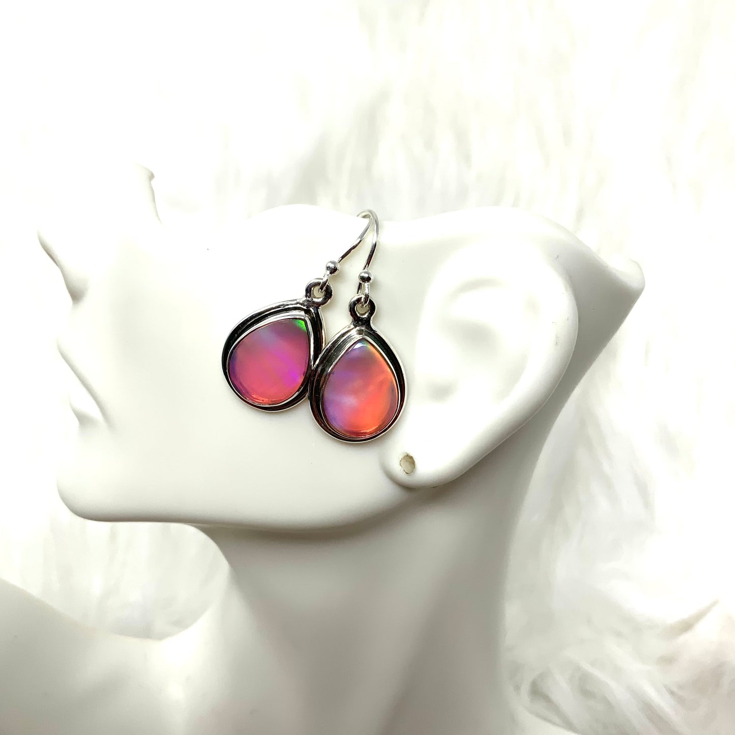 Pink Aura Opal Earrings