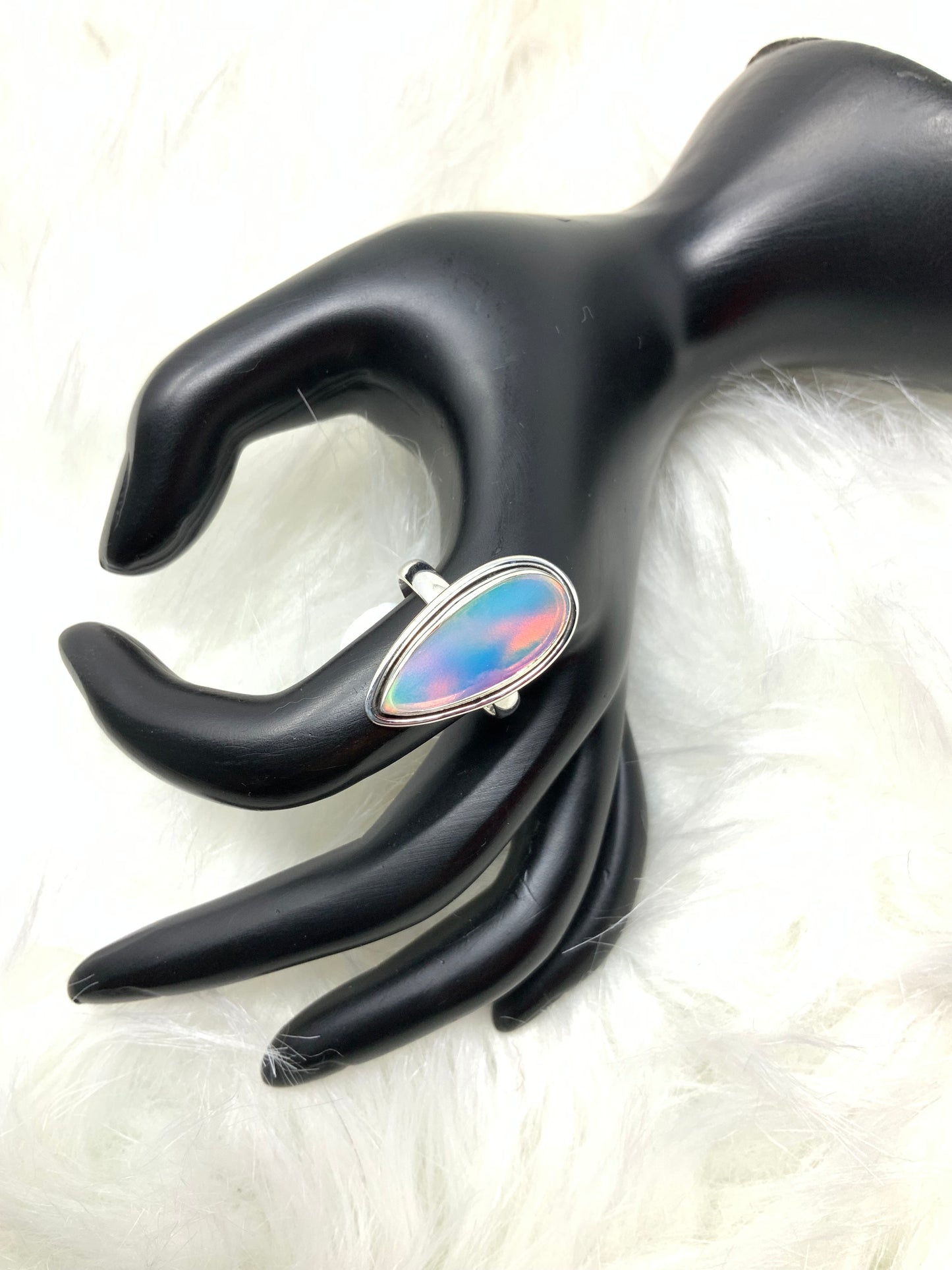 Rainbow Aura Opal Ring, size 10