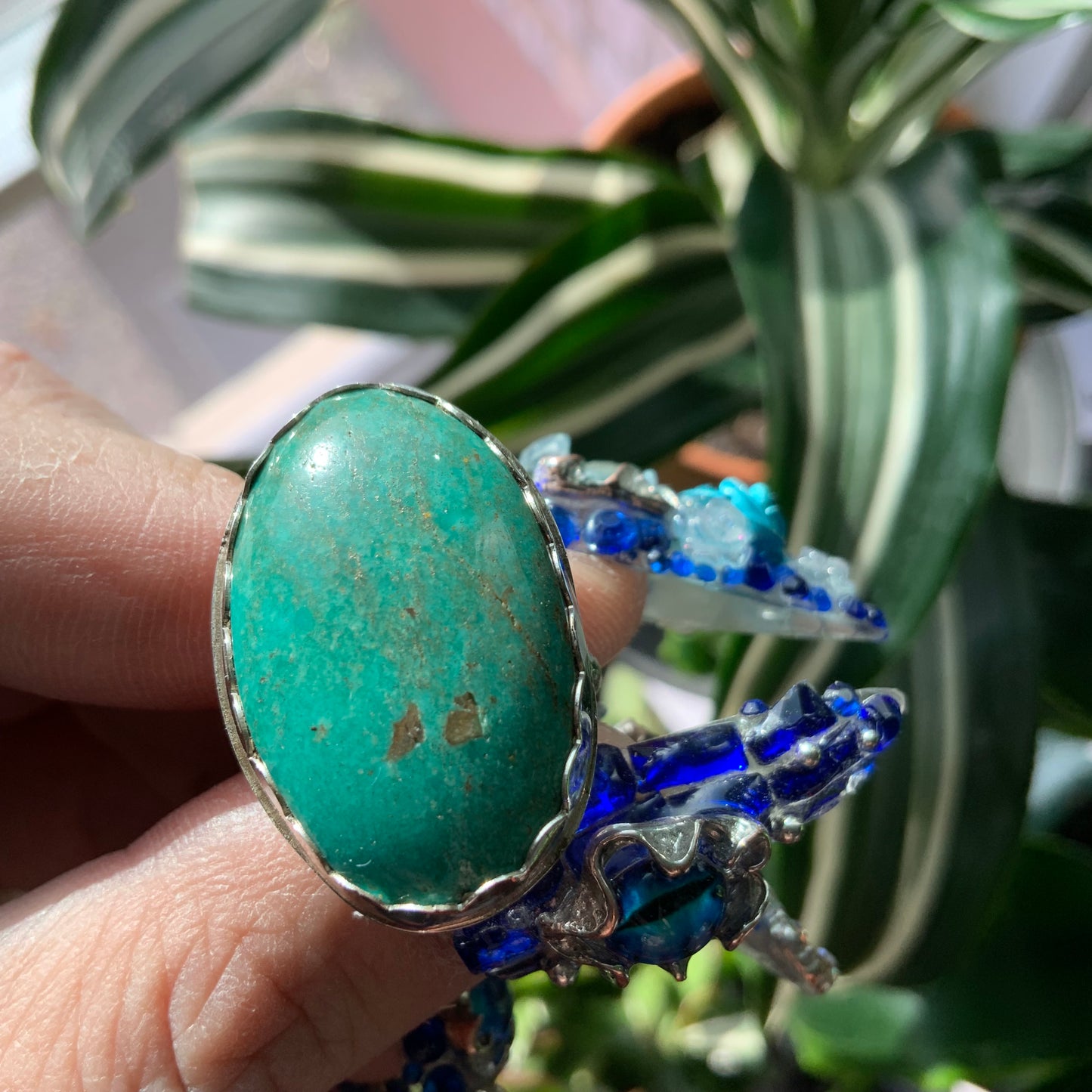 Green Turquoise Ring, size 10