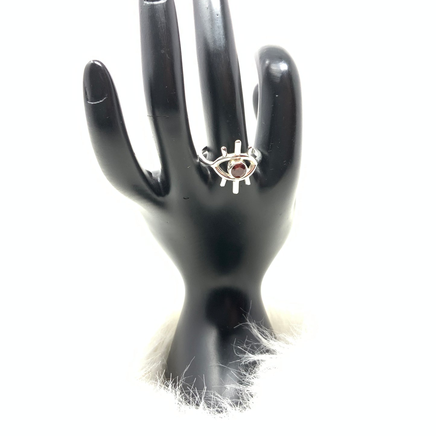 Garnet All Seeing Eye Ring, size 9