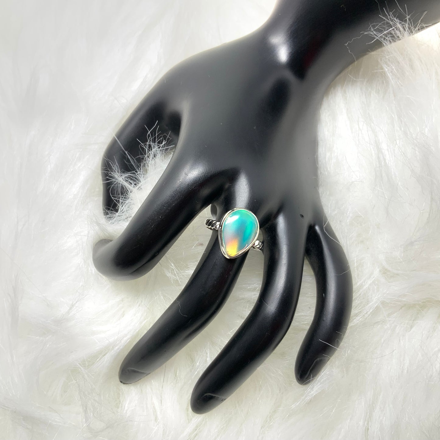 Rainbow Aura Opal Ring, size 7