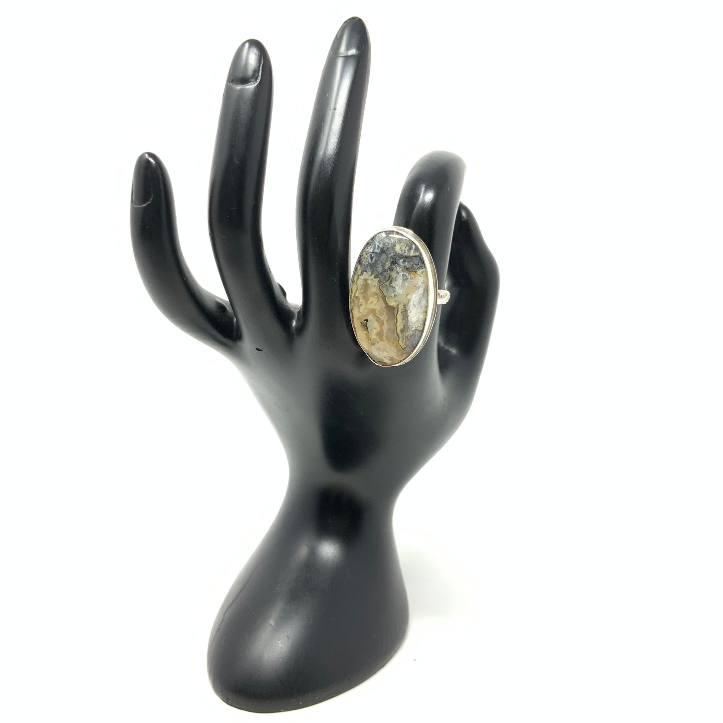 Graveyard Plume Agate Ring, size 8