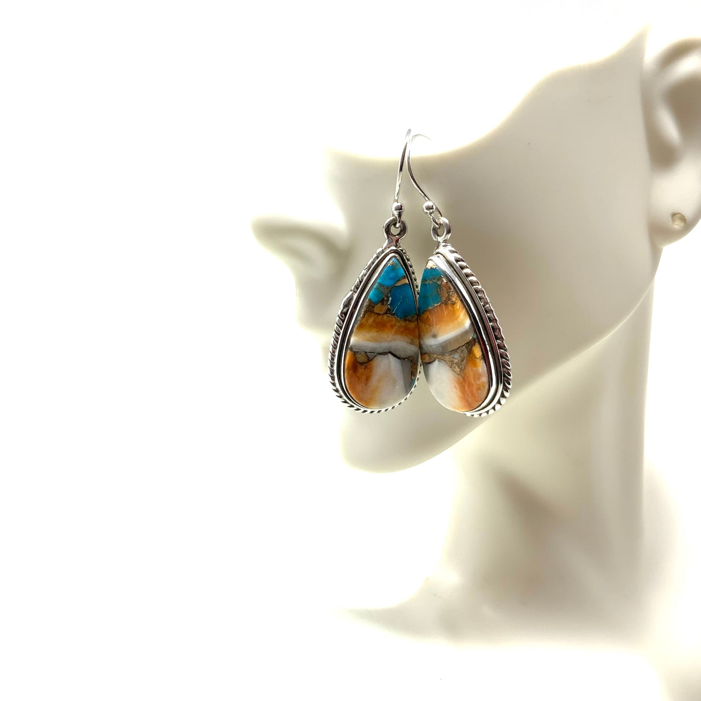 Orange and Blue Mojave Turquoise Earrings