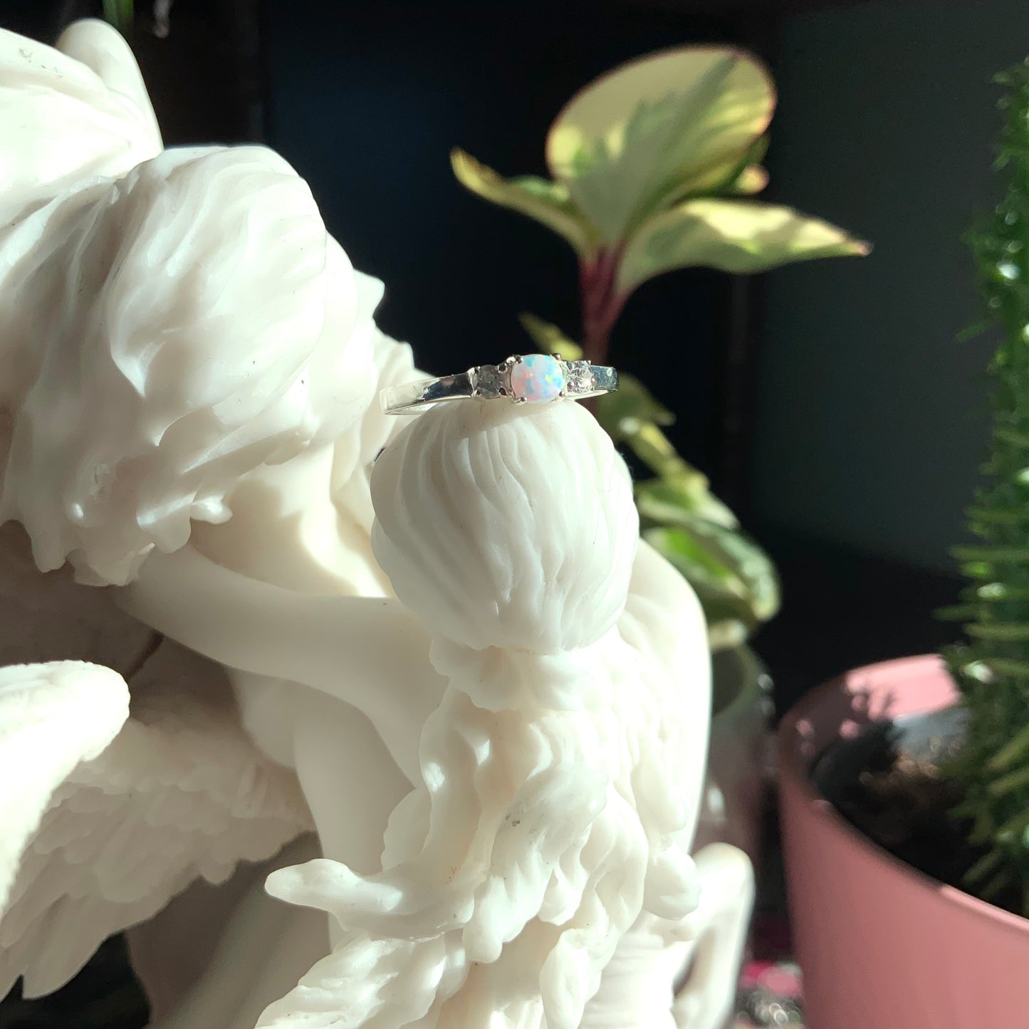 Opal and Cubic Zirconia Ring, sizes 7&9