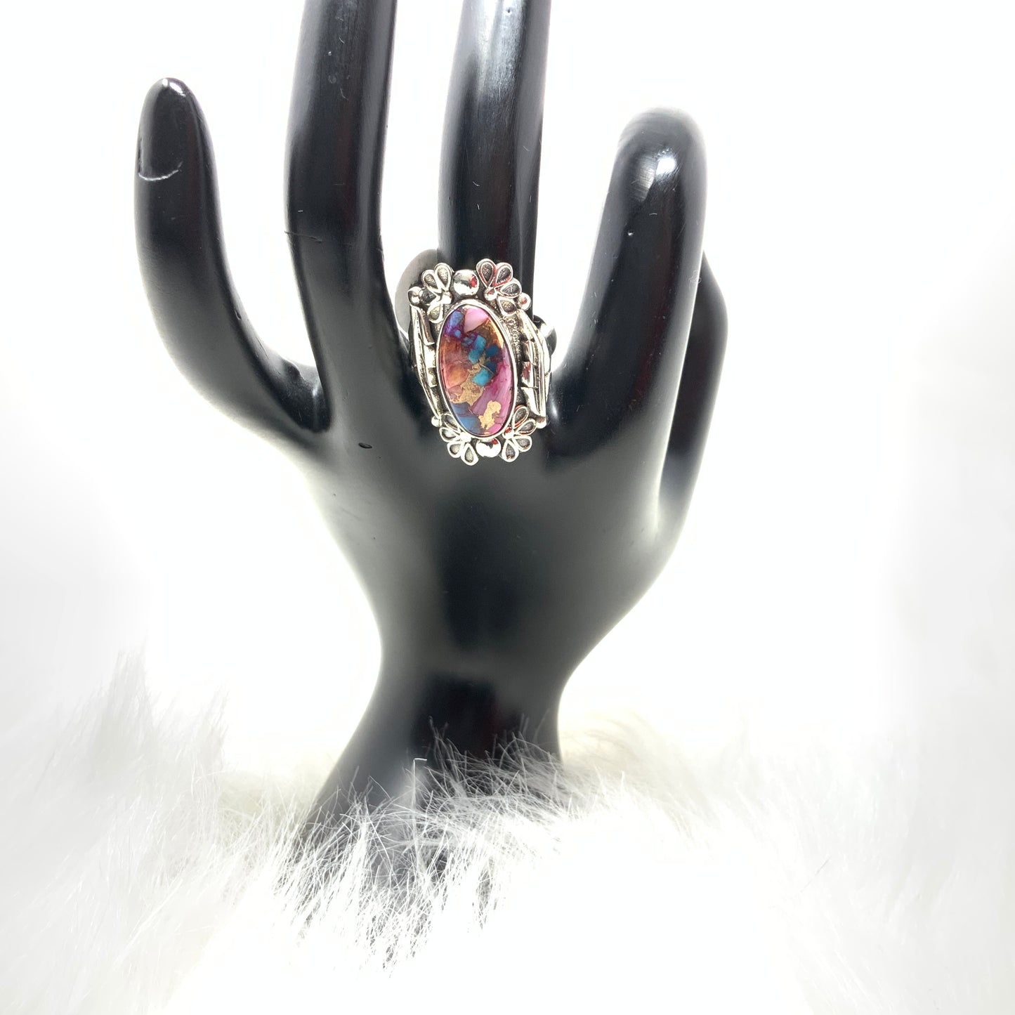 Rainbow Mojave Turquoise Ring, size 8