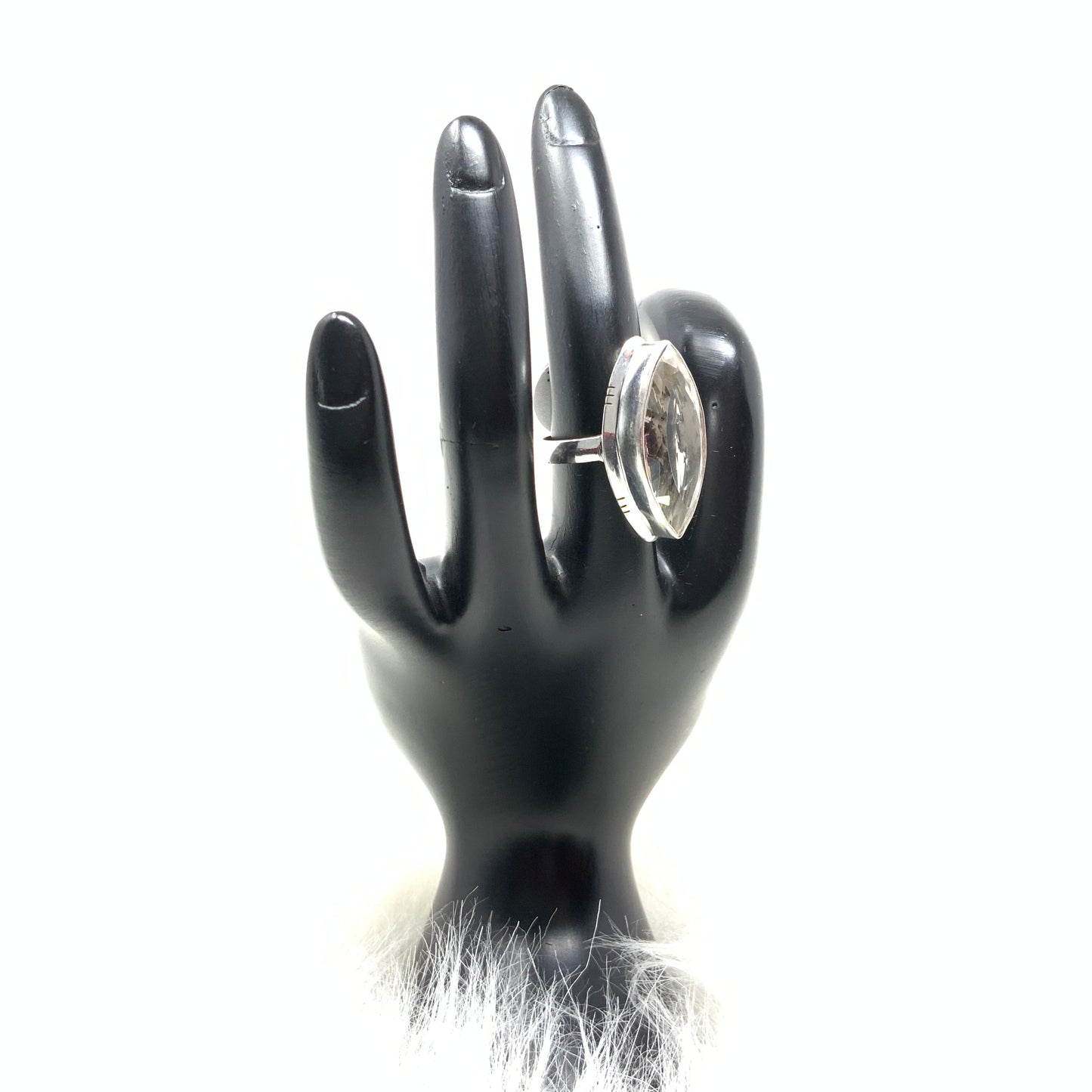 Faceted Quartz Ring, size 6