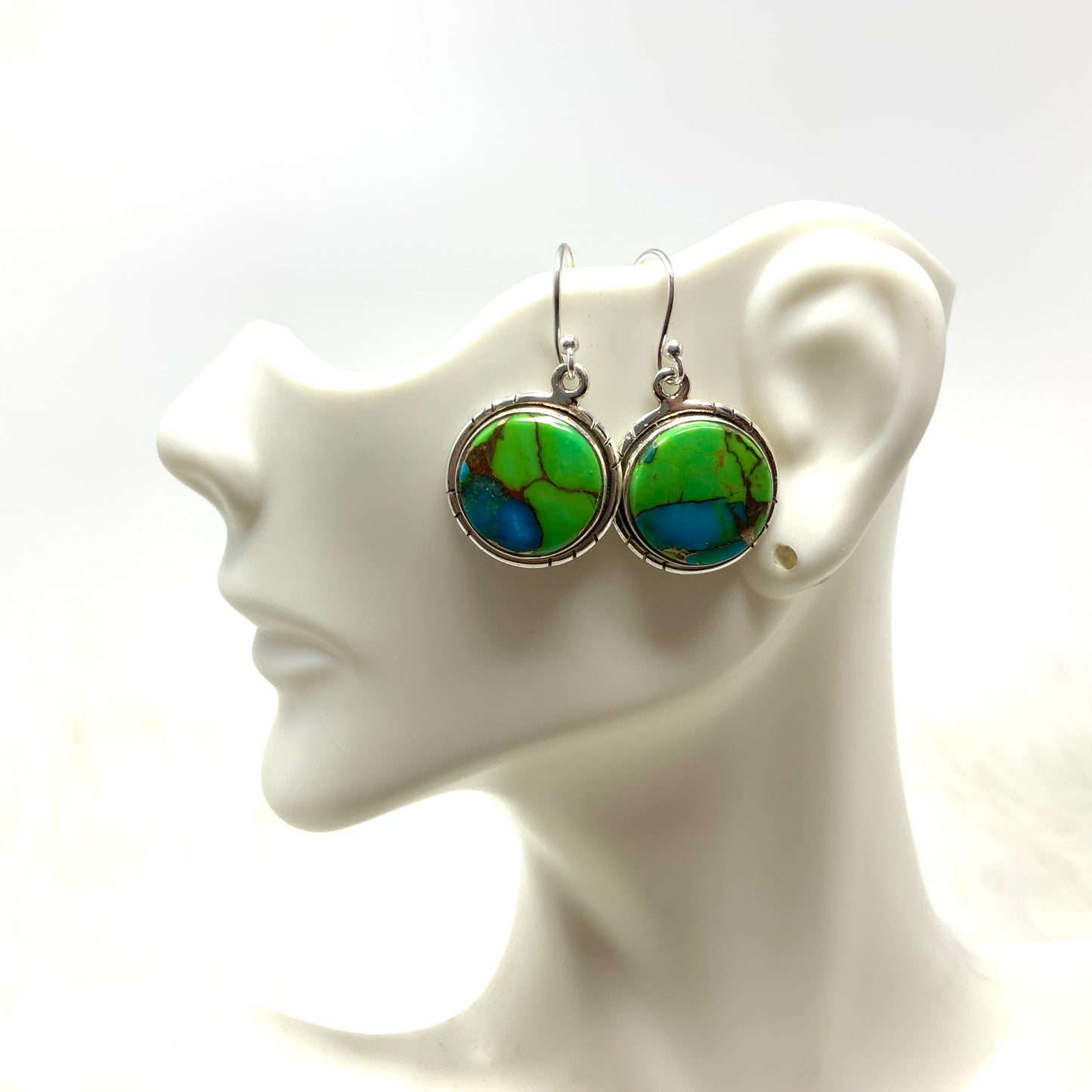 Green Mojave Turquoise Earrings