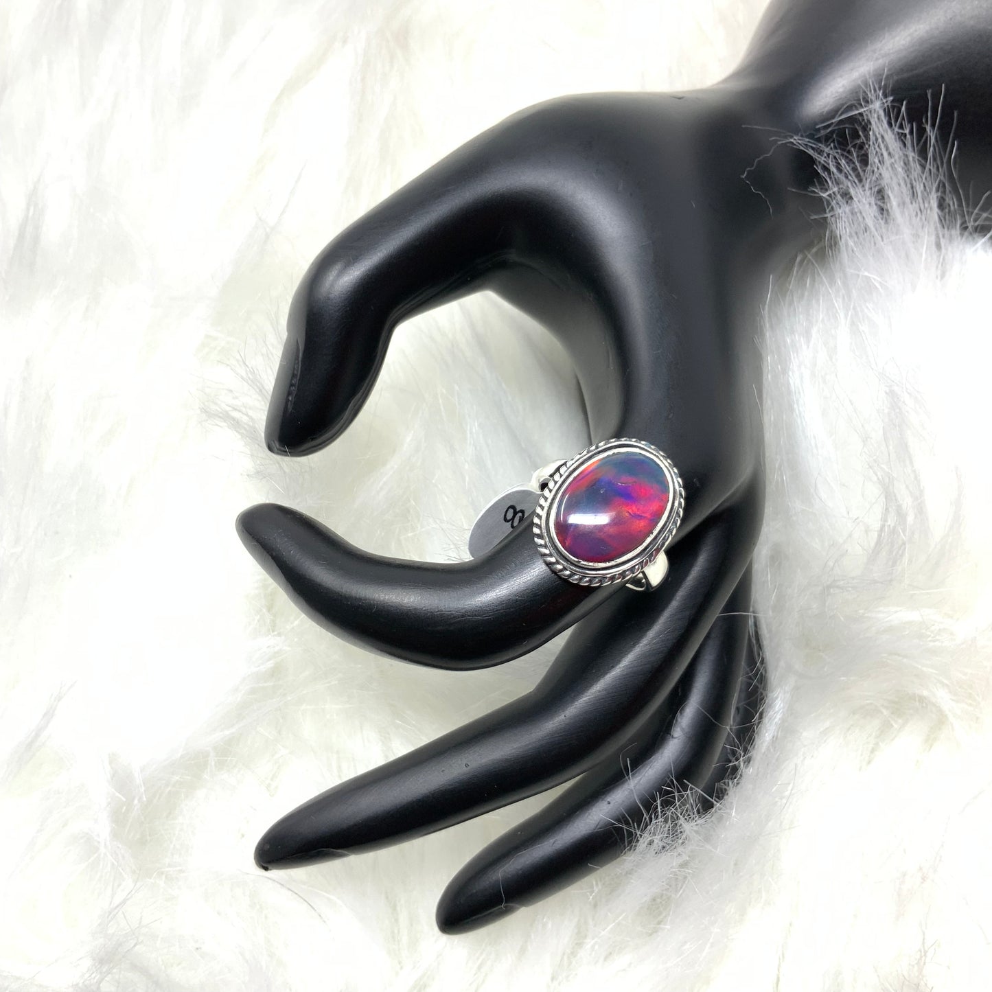 Blue Aura Opal Ring, size 8