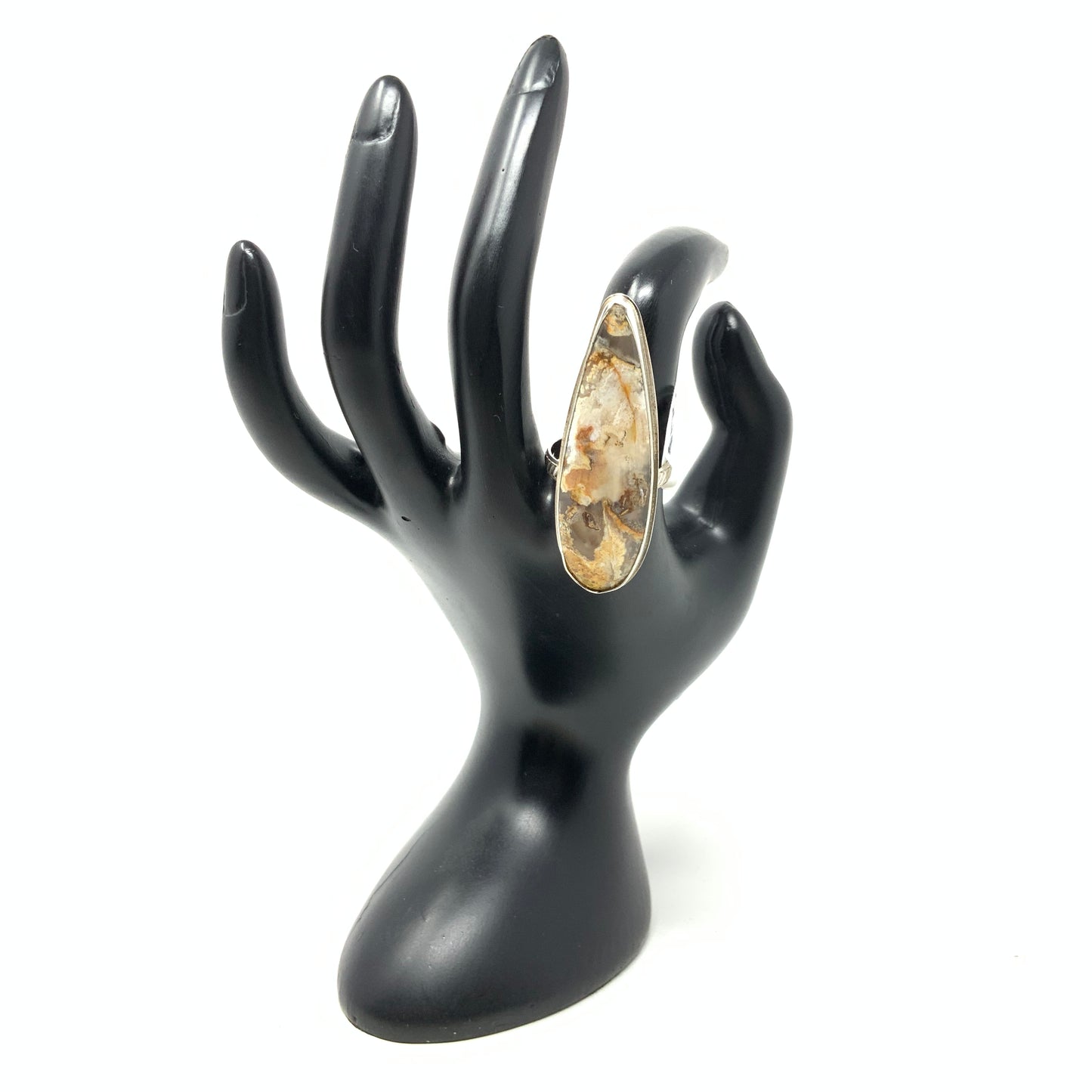 Graveyard Plume Agate Ring, size 10
