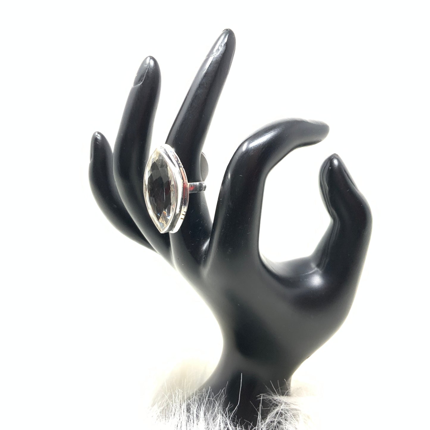 Faceted Quartz Ring, size 6