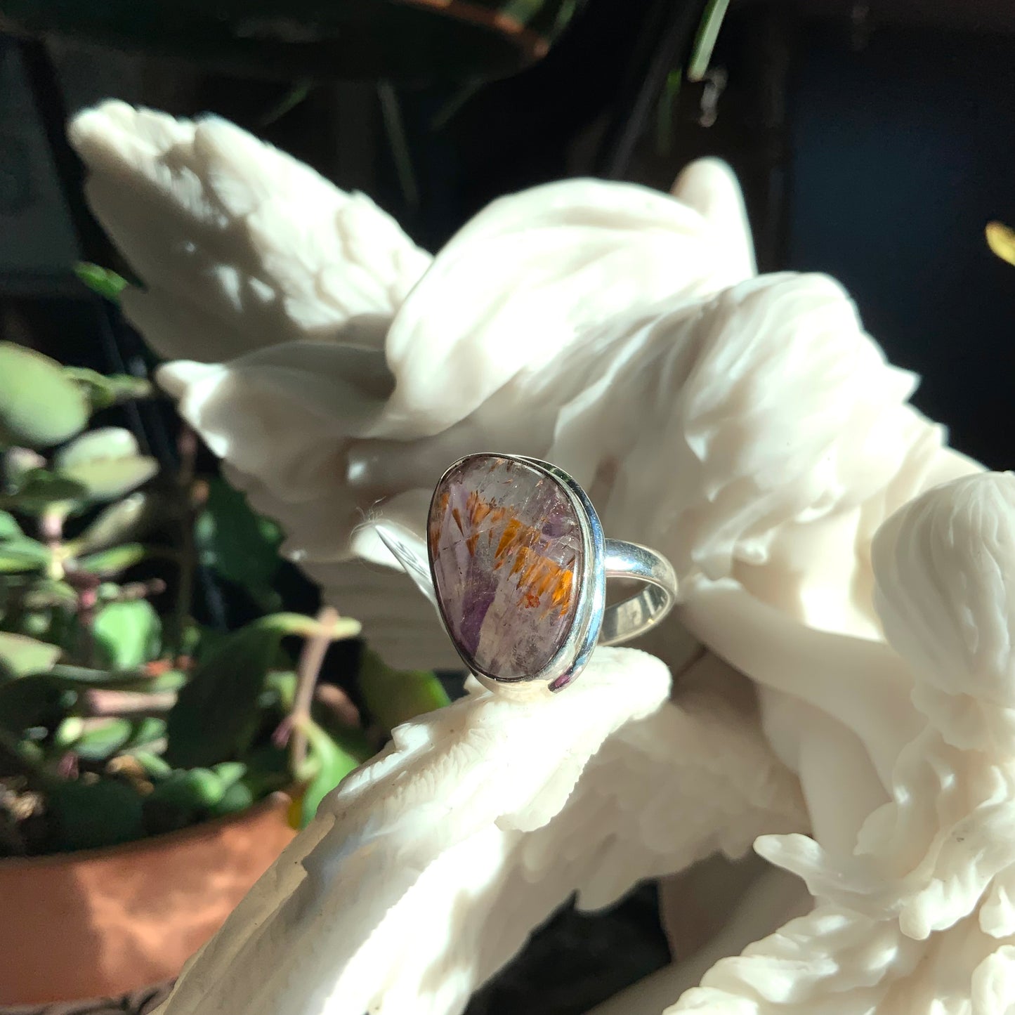 Cacoxenite Amethyst Ring, size 9