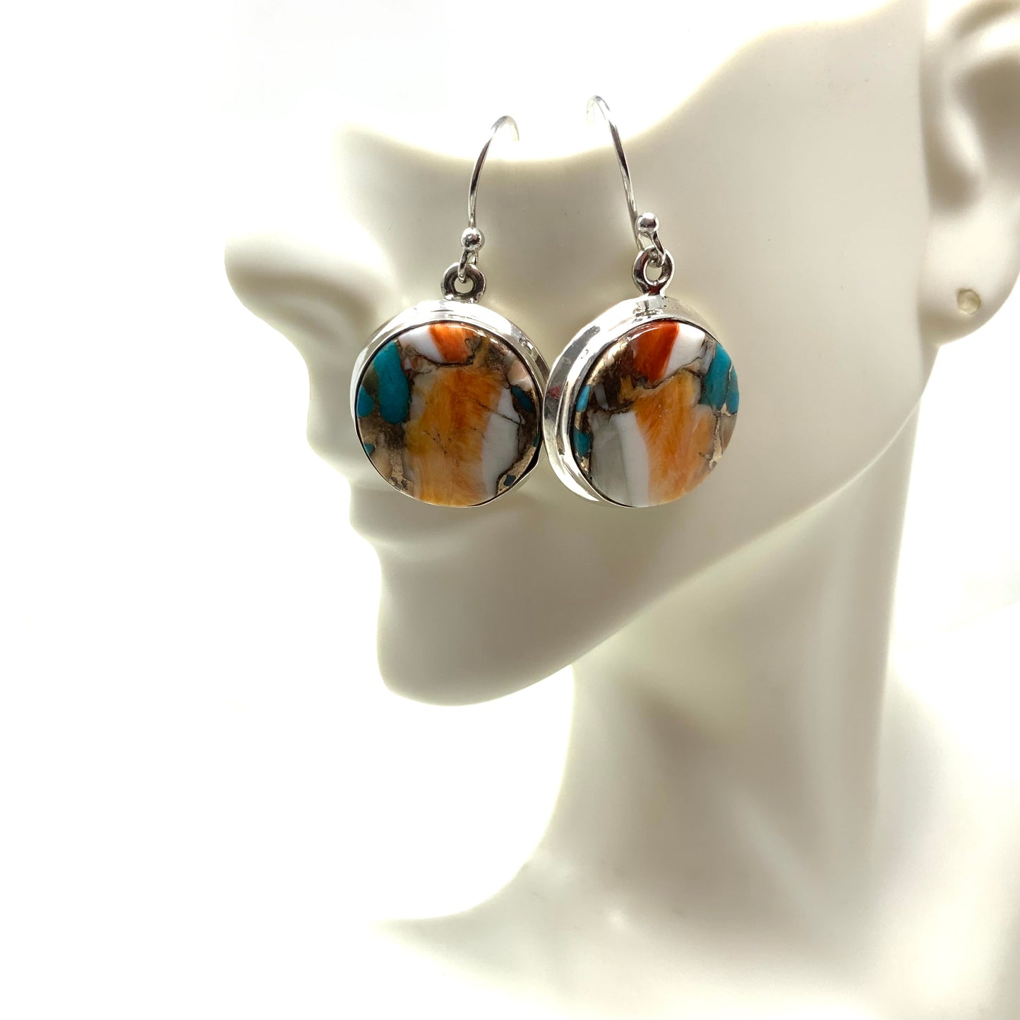Orange and Blue Mojave Turquoise Earrings