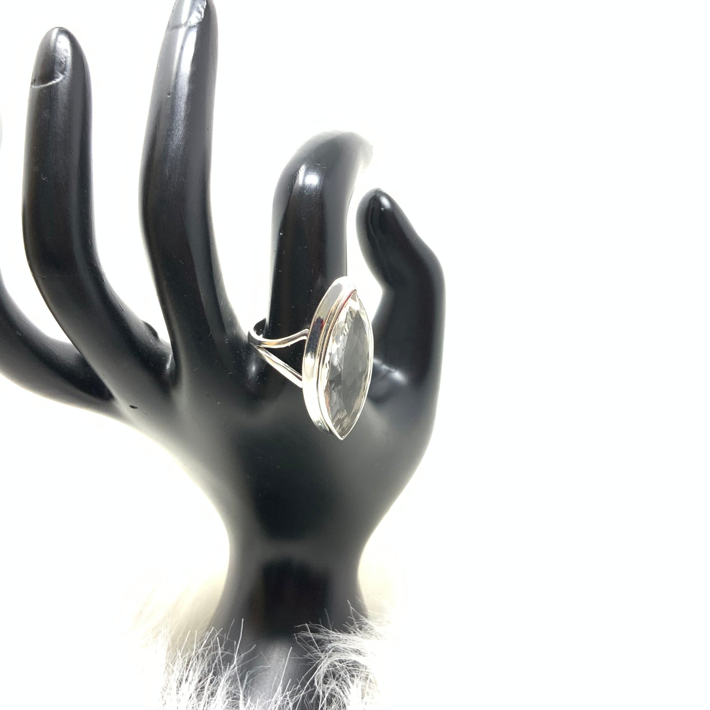 Faceted Quartz Ring, size 9