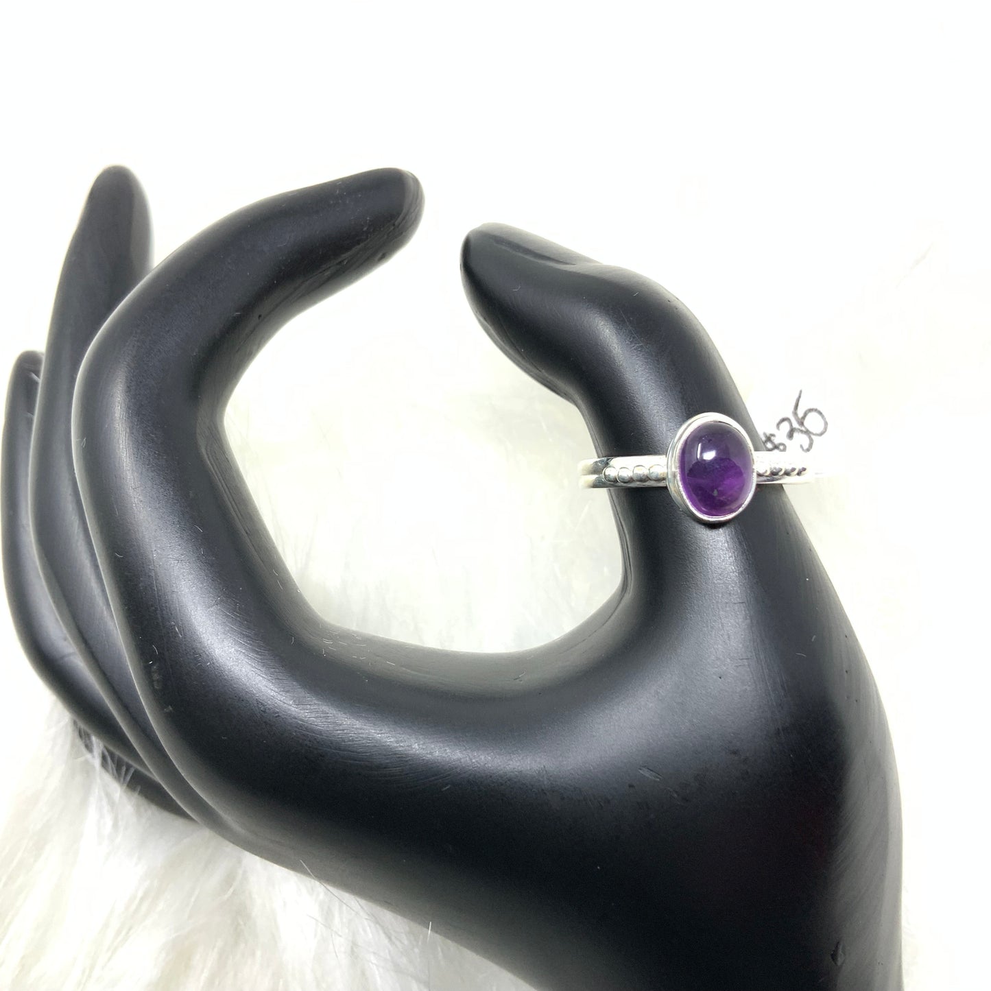 Small Polished Amethyst Ring, size 9