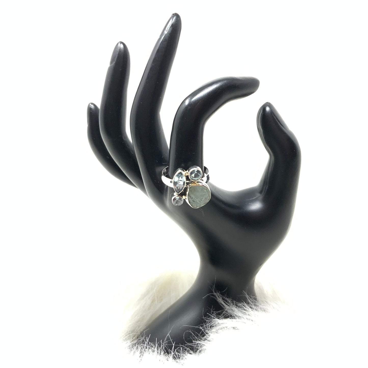 Multistone Aquamarine Ring, size 10