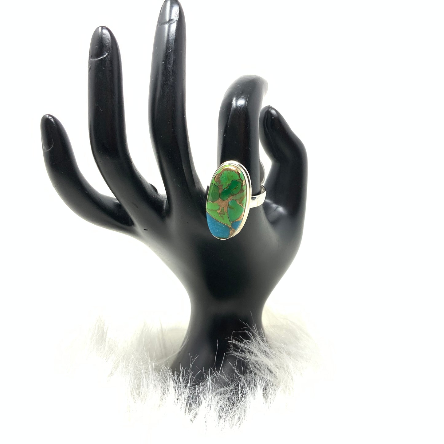 Green Mojave Turquoise Ring, size 10