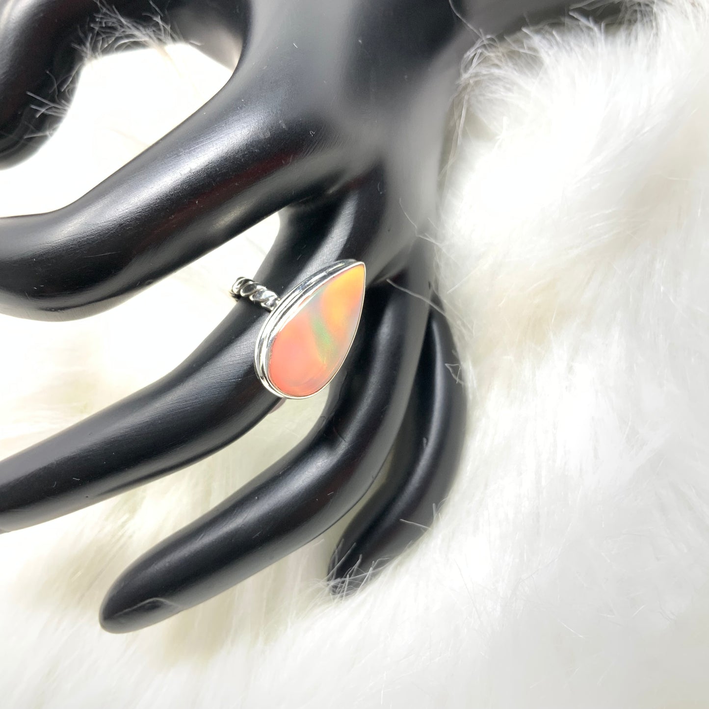 Rainbow Aura Opal Ring, size 6