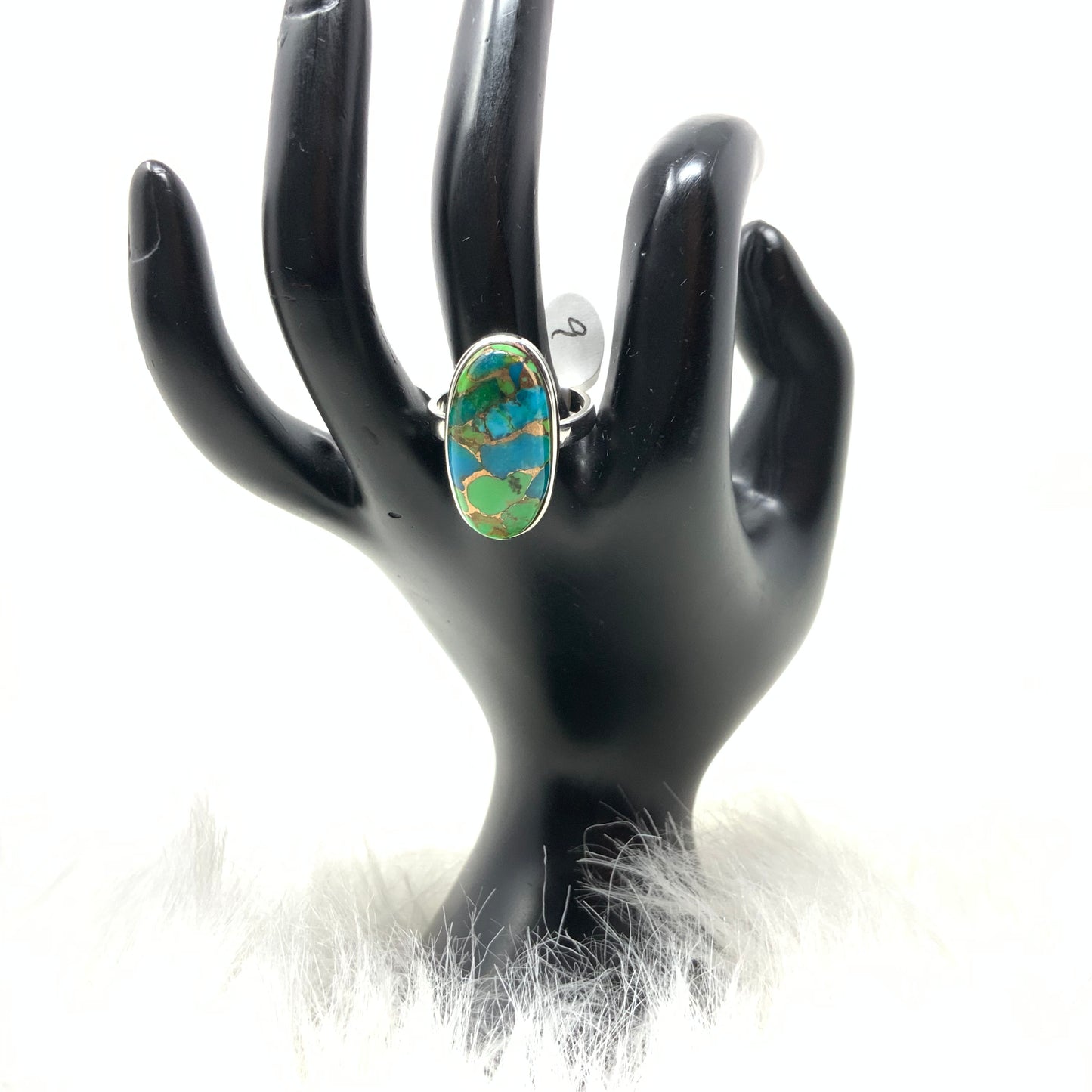 Green Mojave Turquoise Ring, size 9