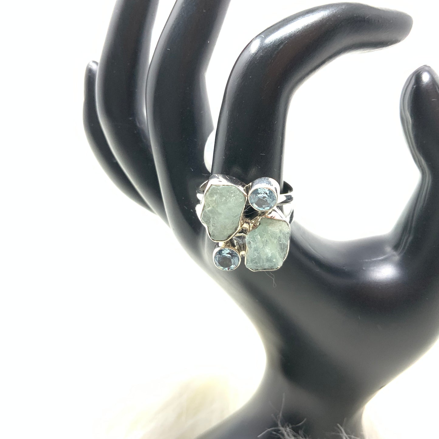 Multistone Aquamarine Ring, size 10