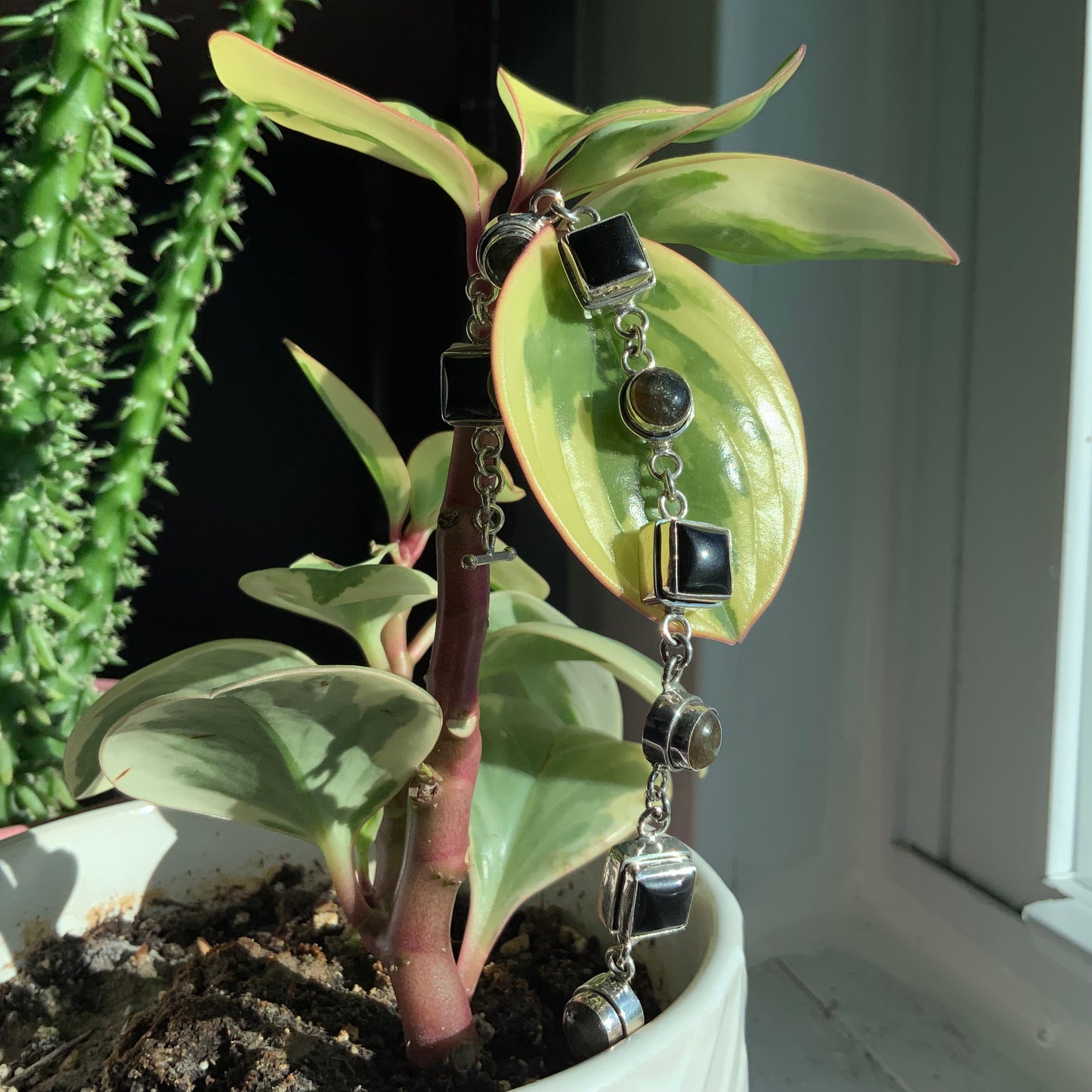 Labradorite and Onyx Tennis Bracelet