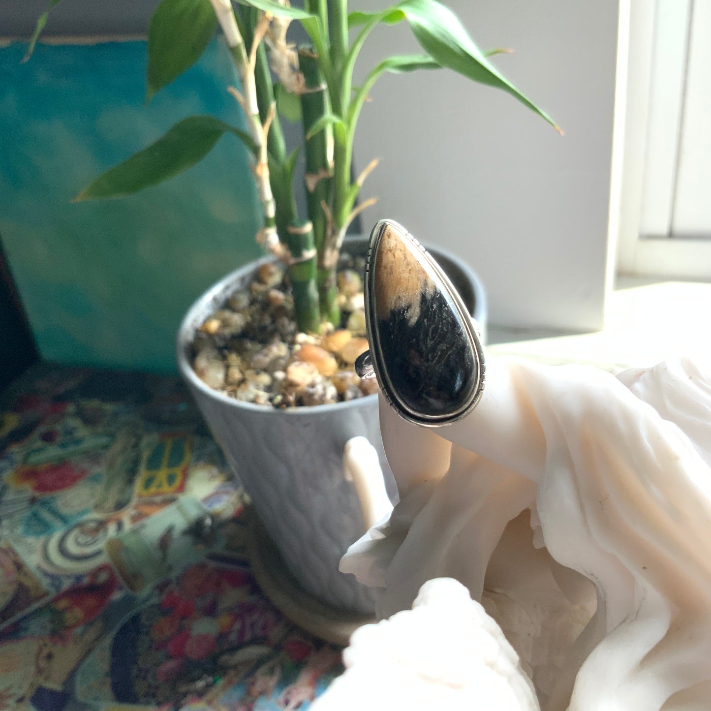 Petrified Palm Root Ring, size 7