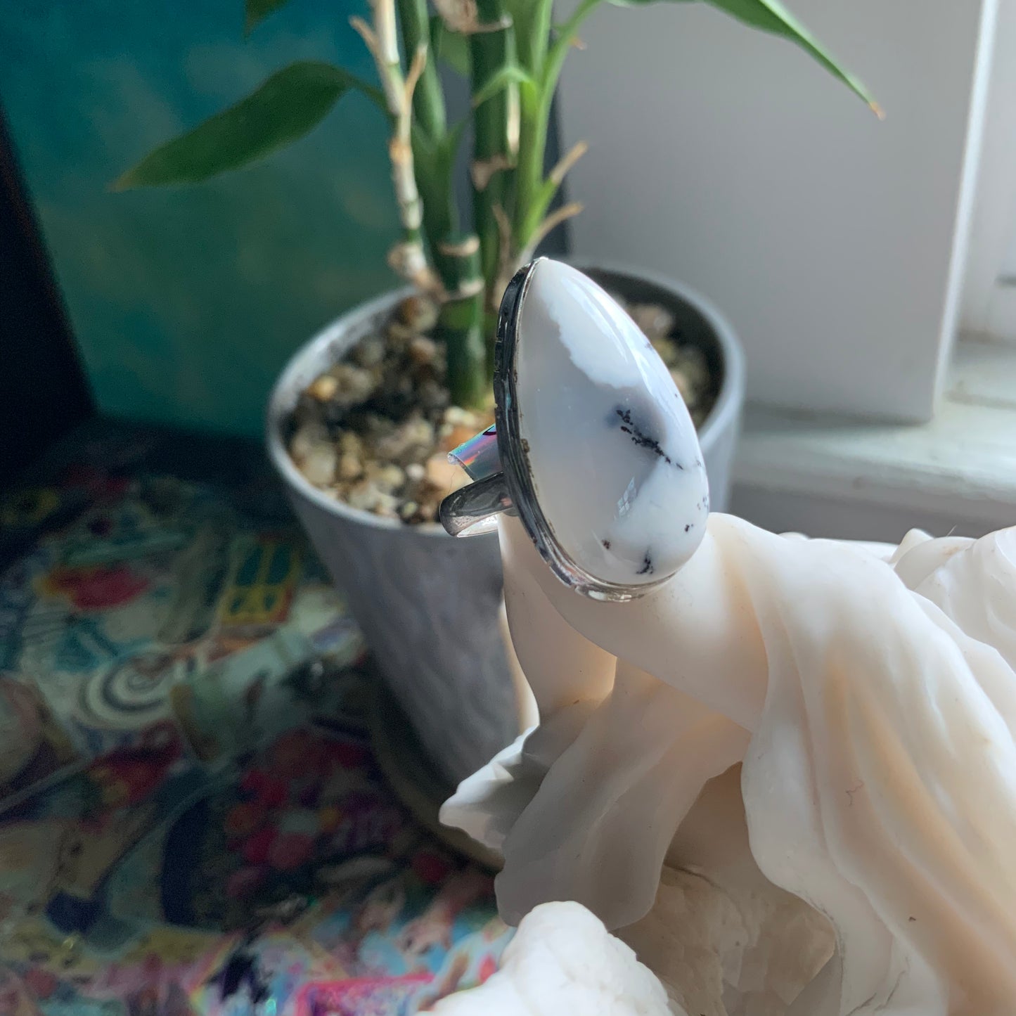 Dendrite Opal Ring, size 9