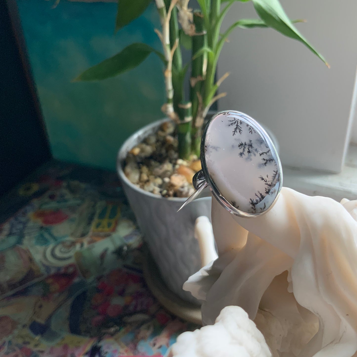 Dendrite Opal Ring, size 10
