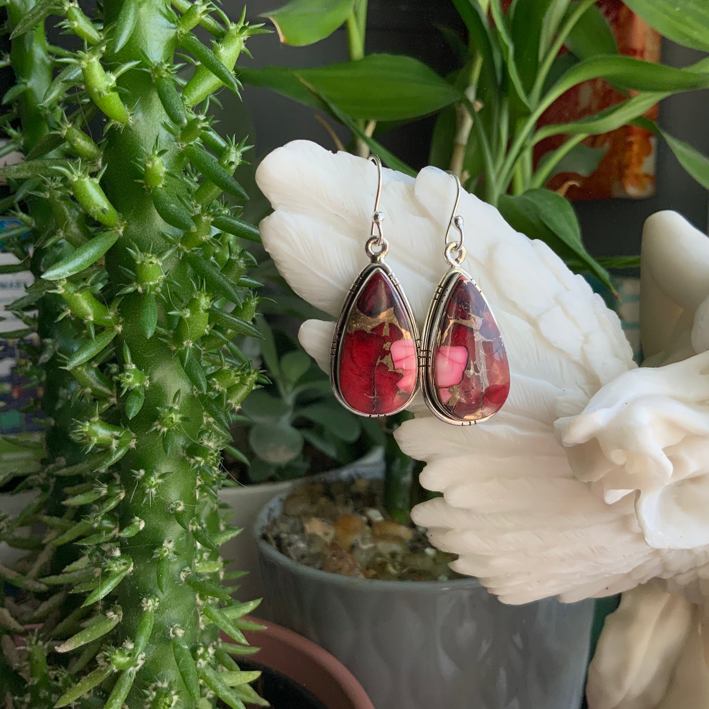 Red Mojave Turquoise Earrings