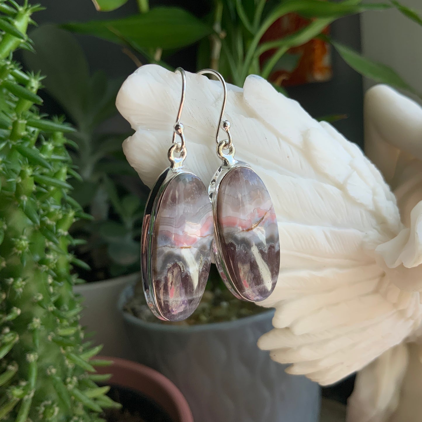 Amethyst Lace Agate Earrings