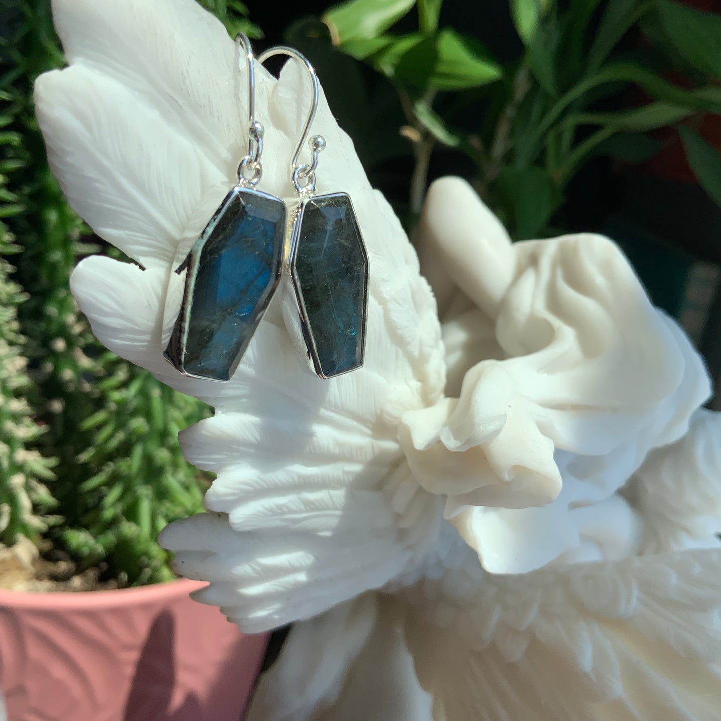 Labradorite Coffin Earrings