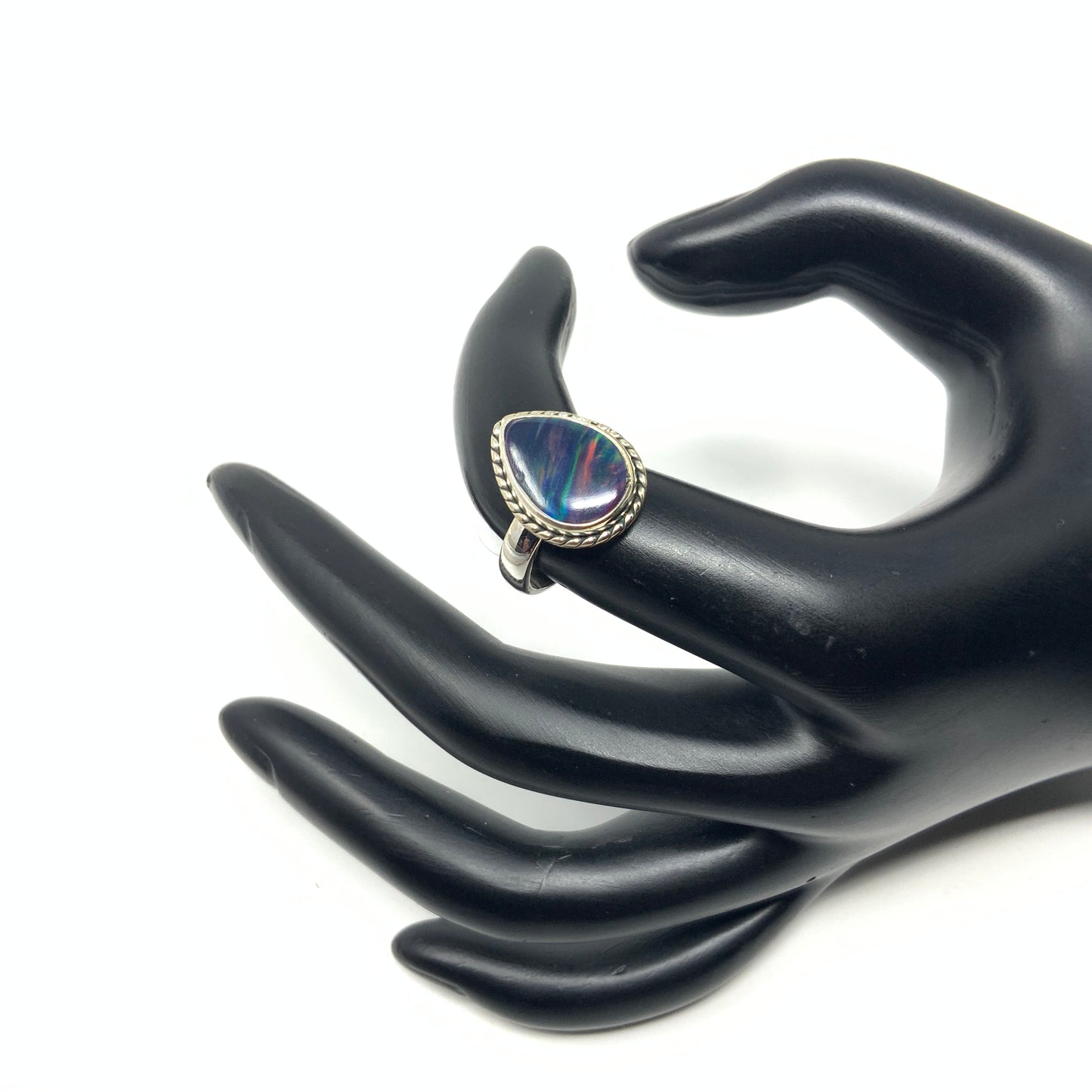 Rainbow Aura Opal Ring, size 5