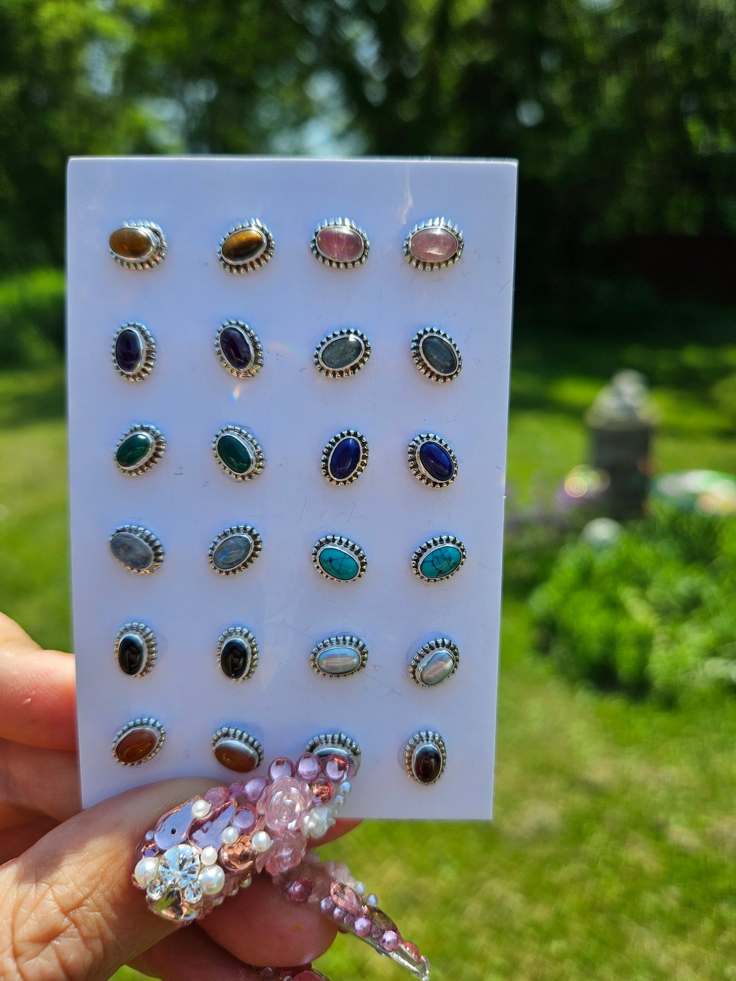 Gemstone Post Earrings