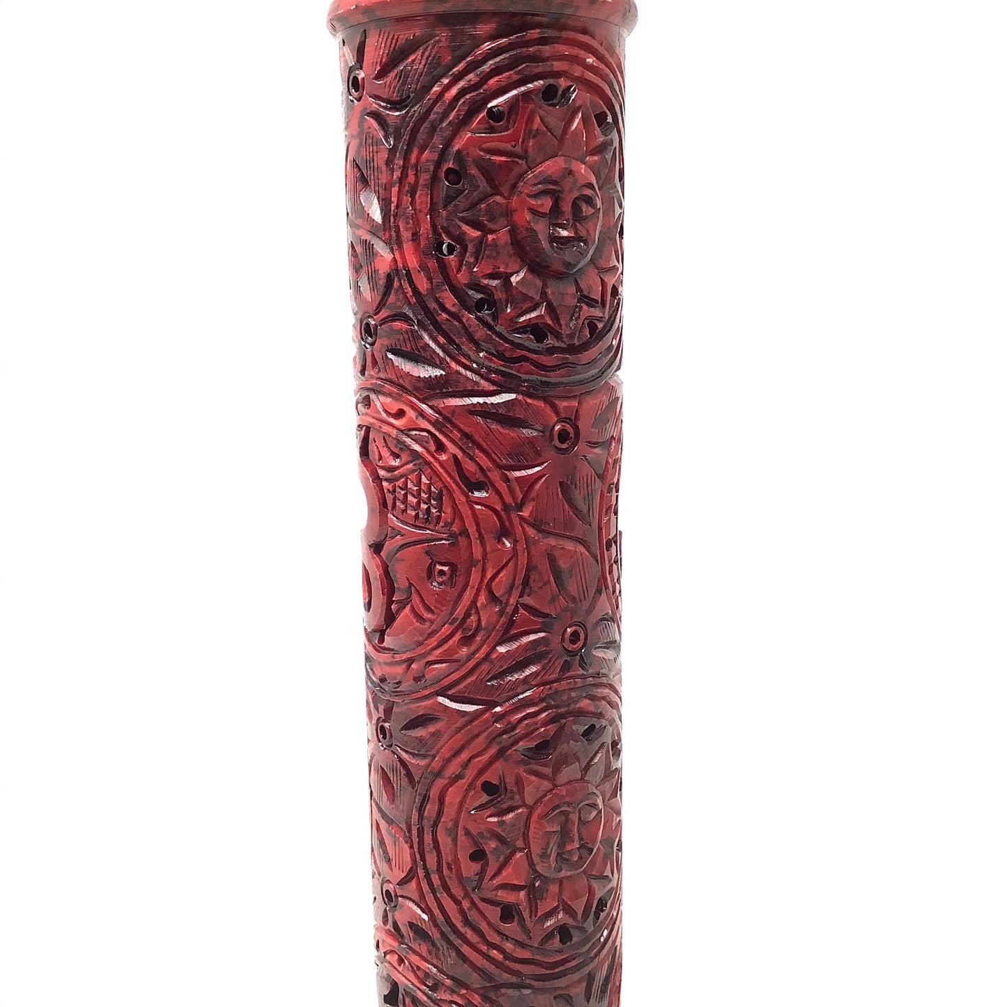 Dyed Red Sun Stone Tower Incense Burner