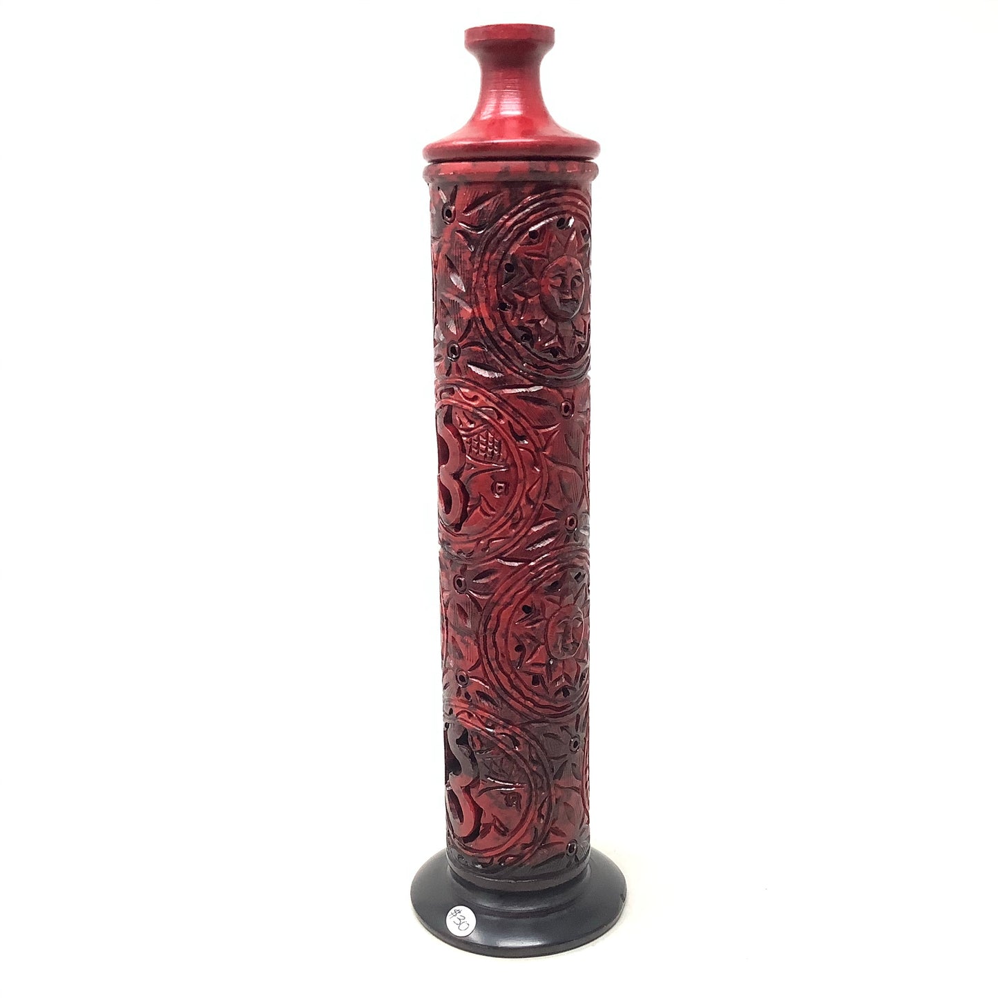 Dyed Red Sun Stone Tower Incense Burner