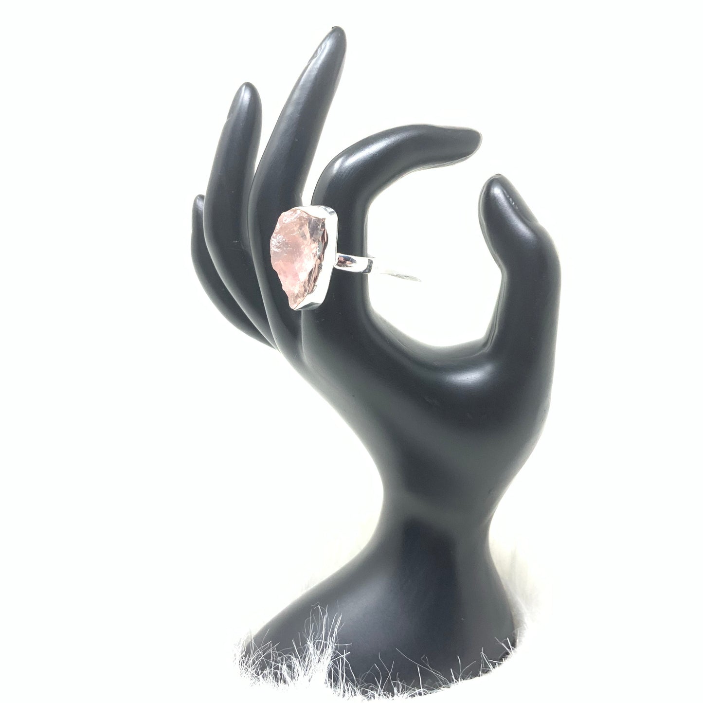 Rough Rose Quartz Ring, size 8