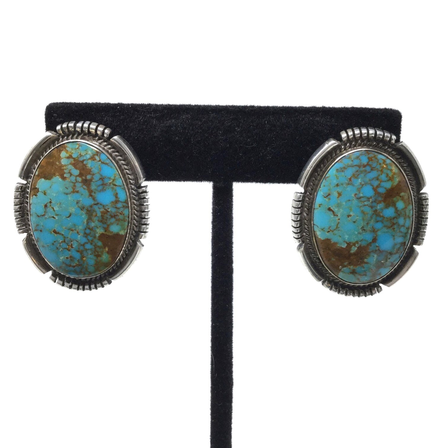 Large Turquoise Shield Post Earrings