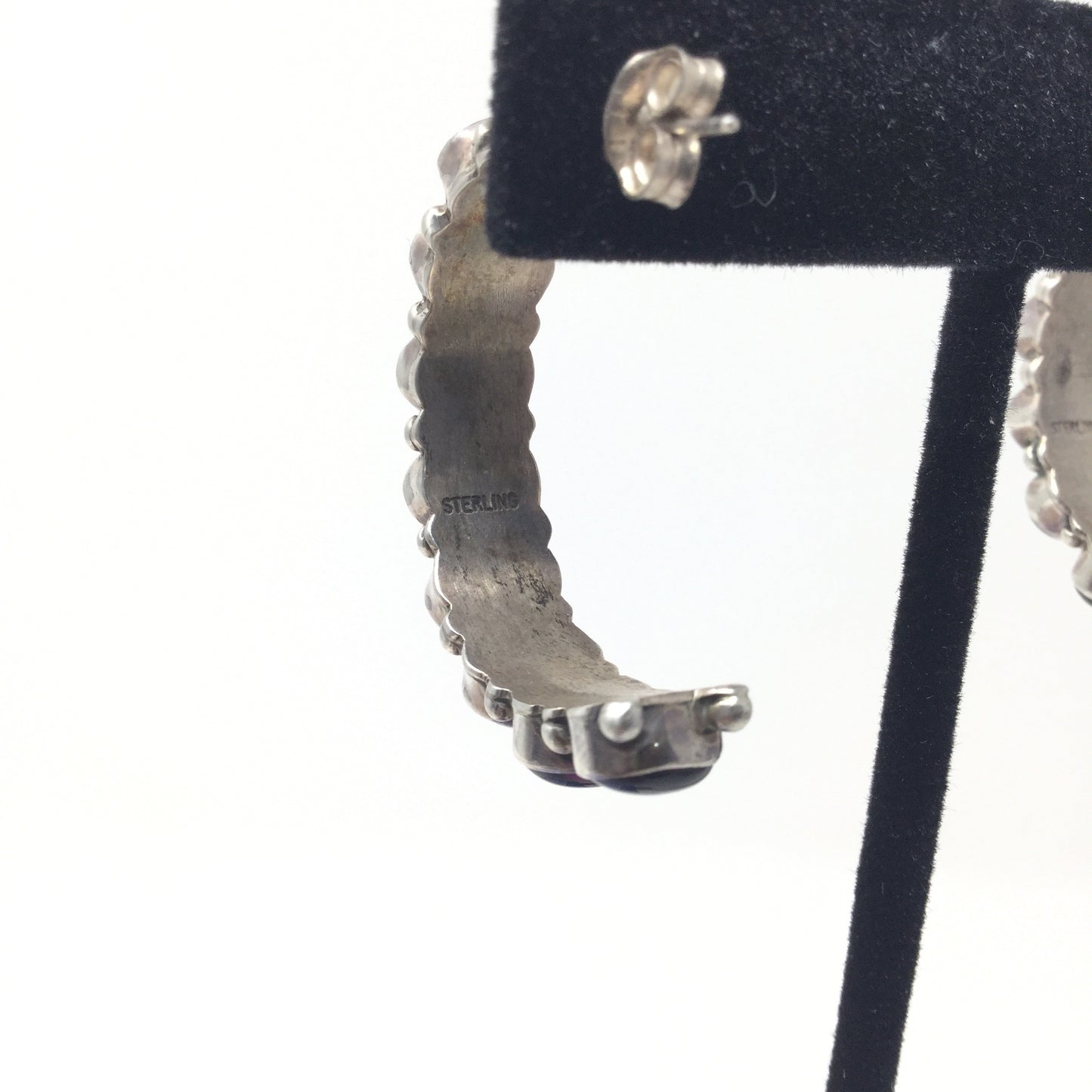 Smooth Natural Amethyst Half Hoop Earrings