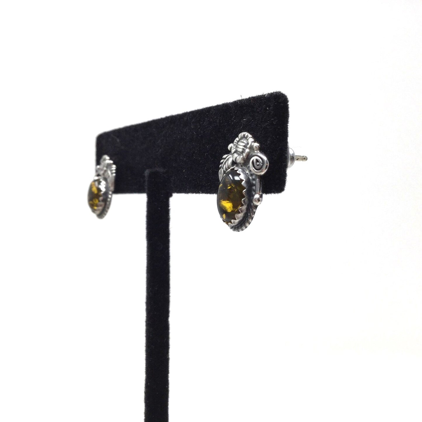 Green Amber Earrings