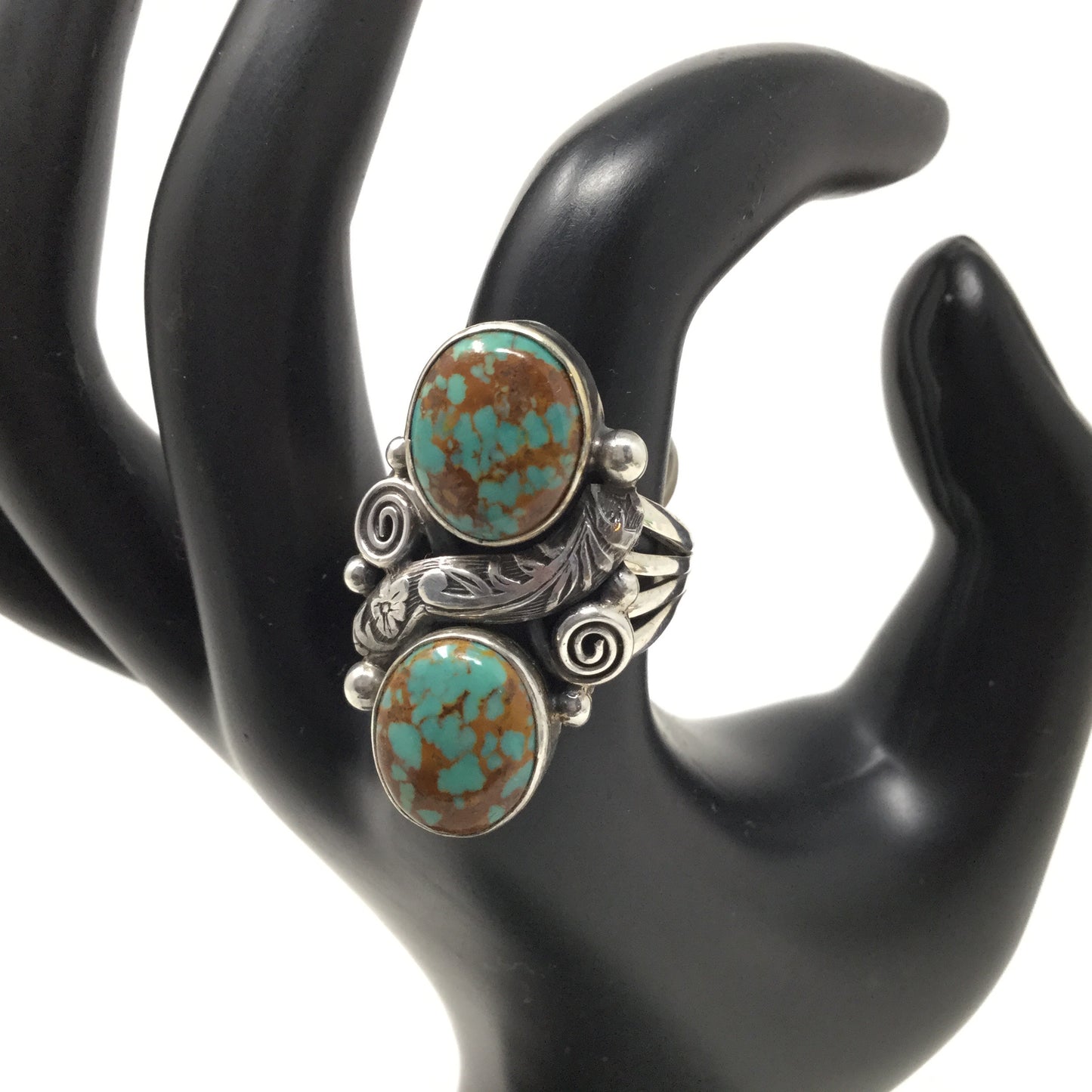 Handcrafted Kingman Turquoise Ring, size 7.5