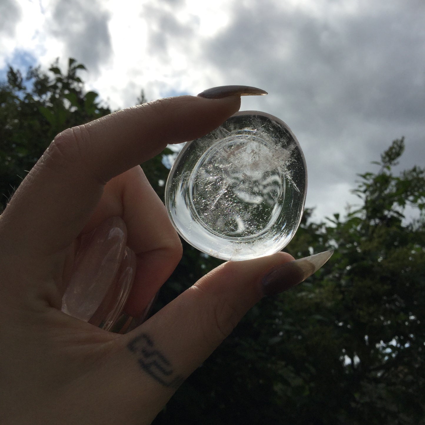 Fire and Ice Quartz Worry Stone