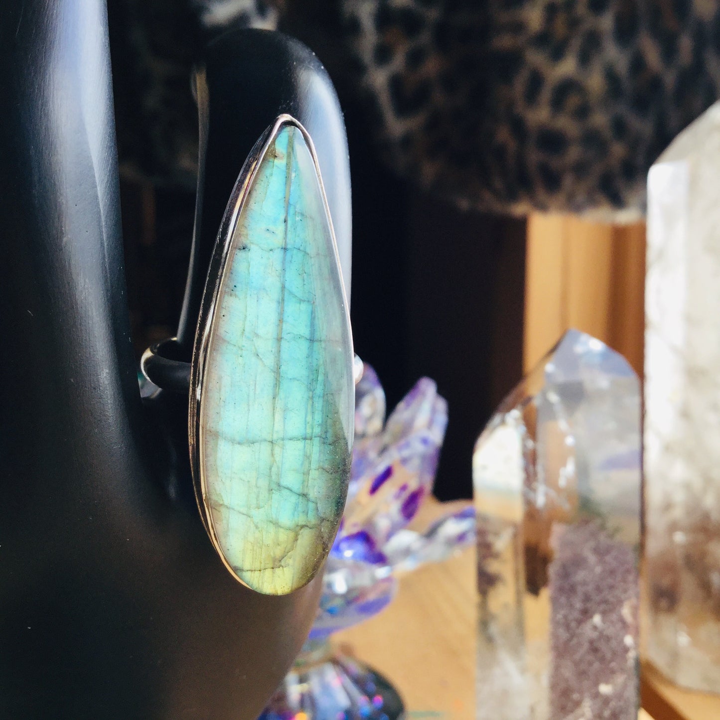Labradorite Talon Ring, size 8