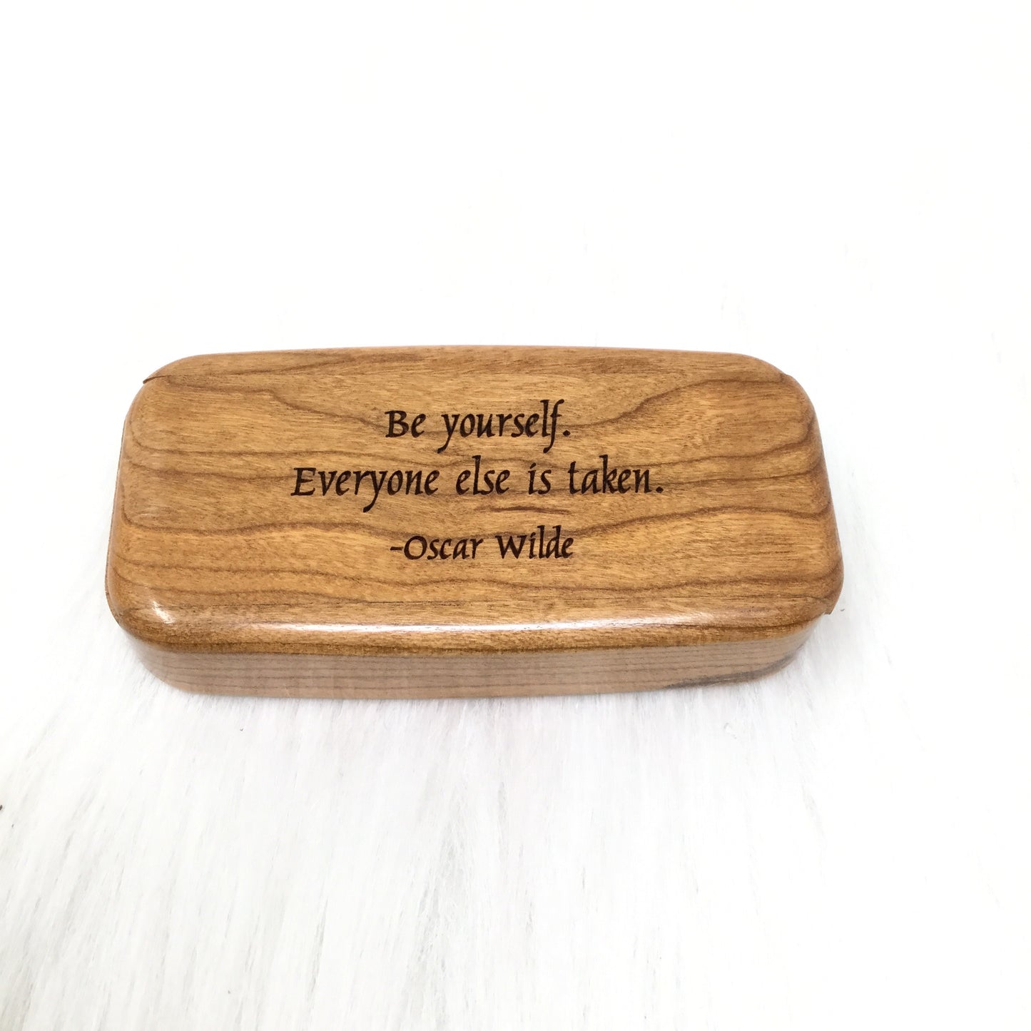 Cherry Wood Slider Boxes with Laser Engraved Quote