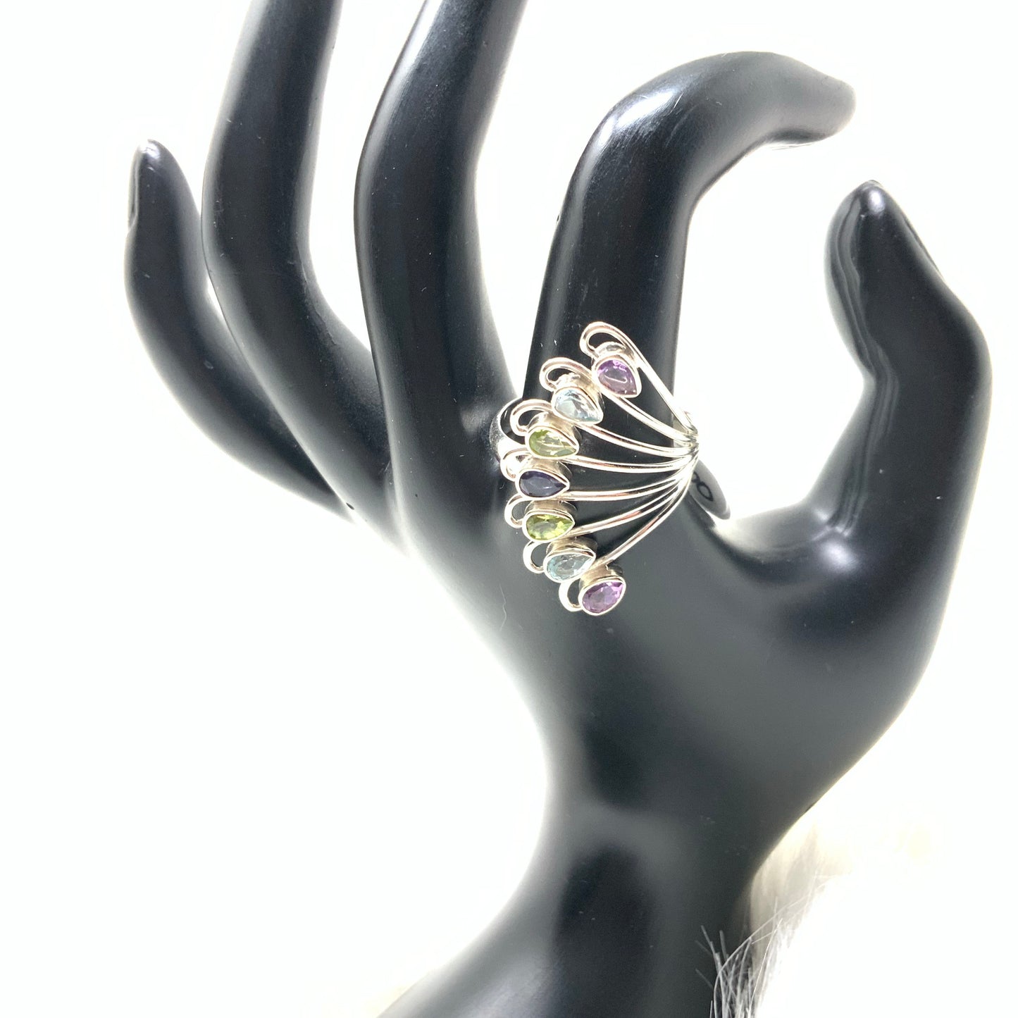 Multi stone Fan Ring, size 10