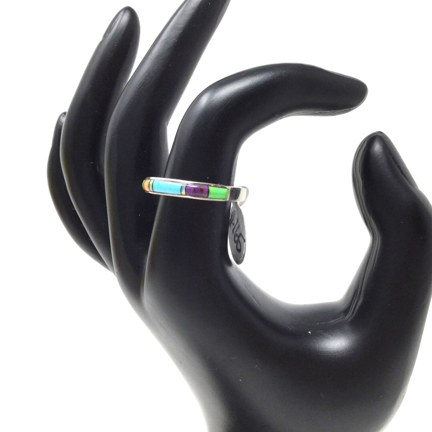 Multistone Zuni Inlay Stacker Ring, size 7