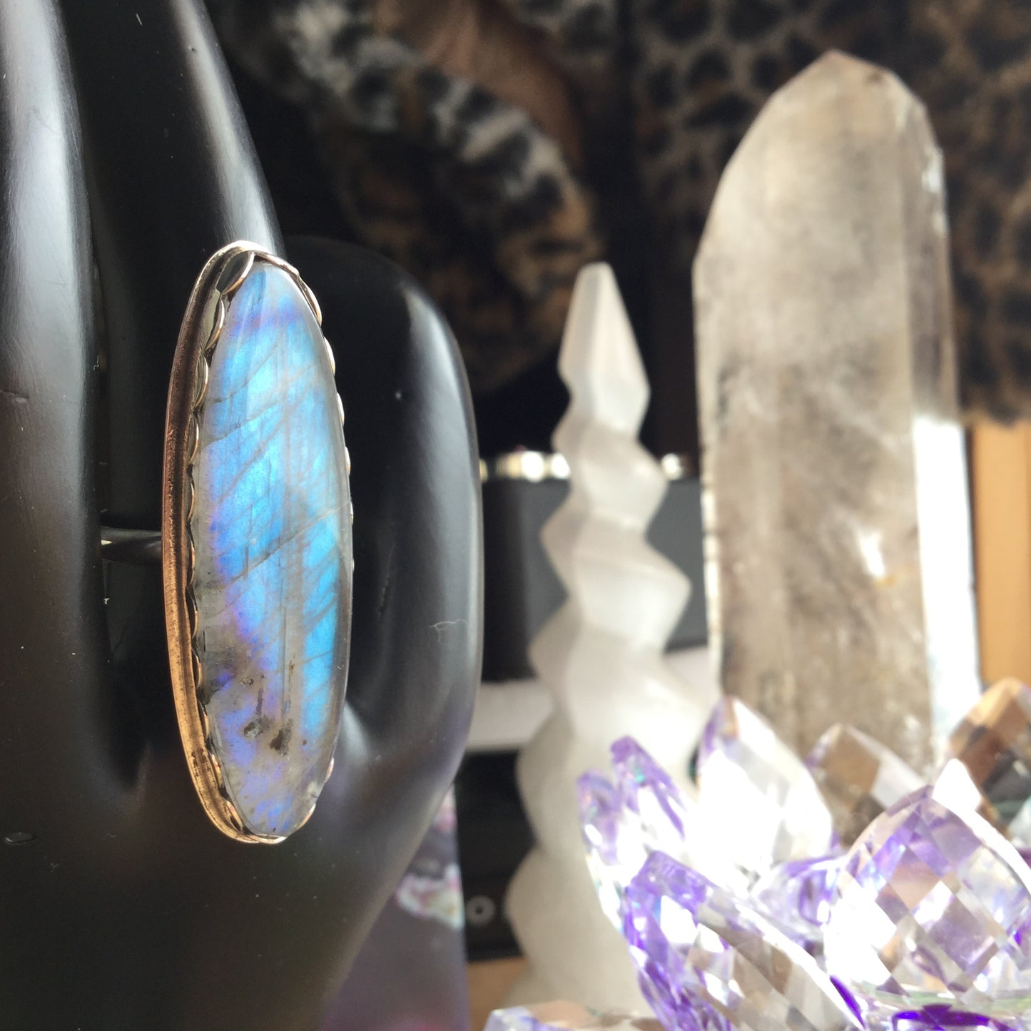 Labradorite Shield Ring, size 7