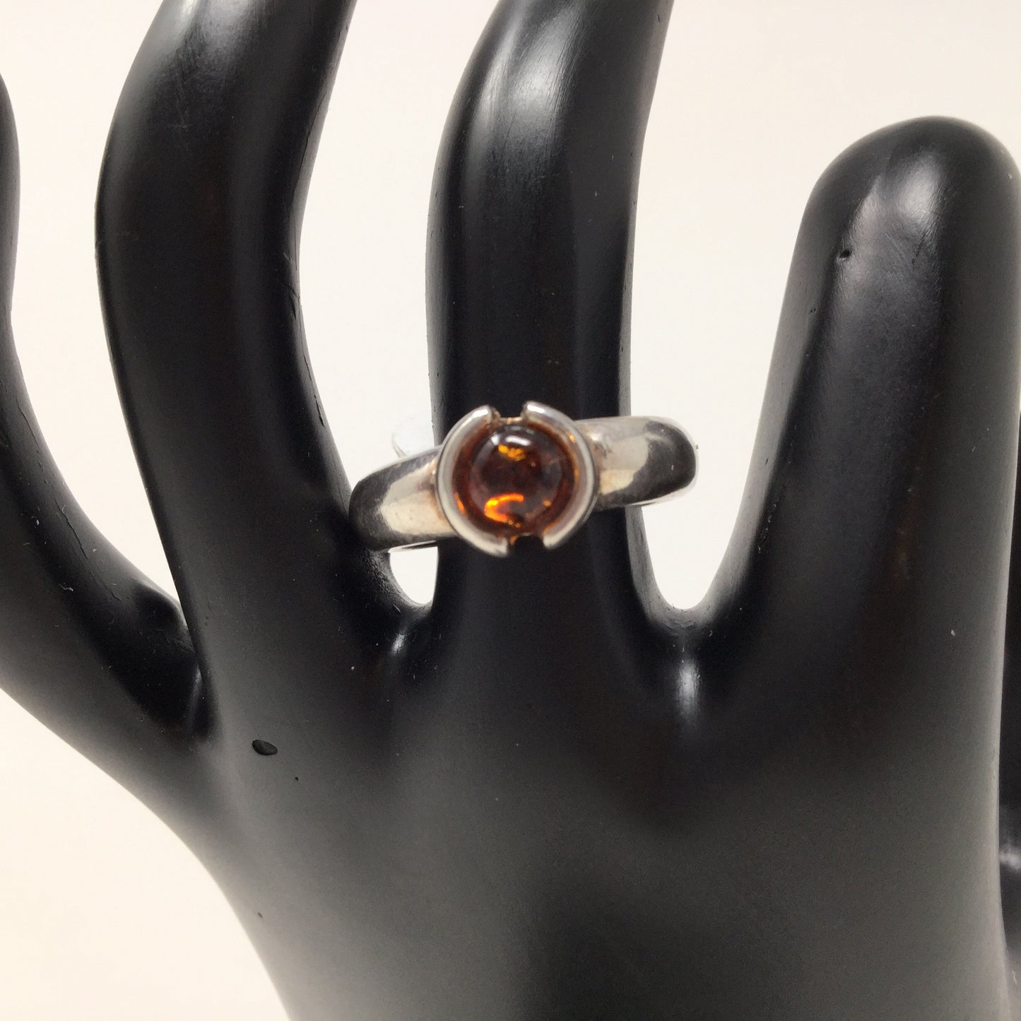 Amber Ring with Bold Band, sizes 8