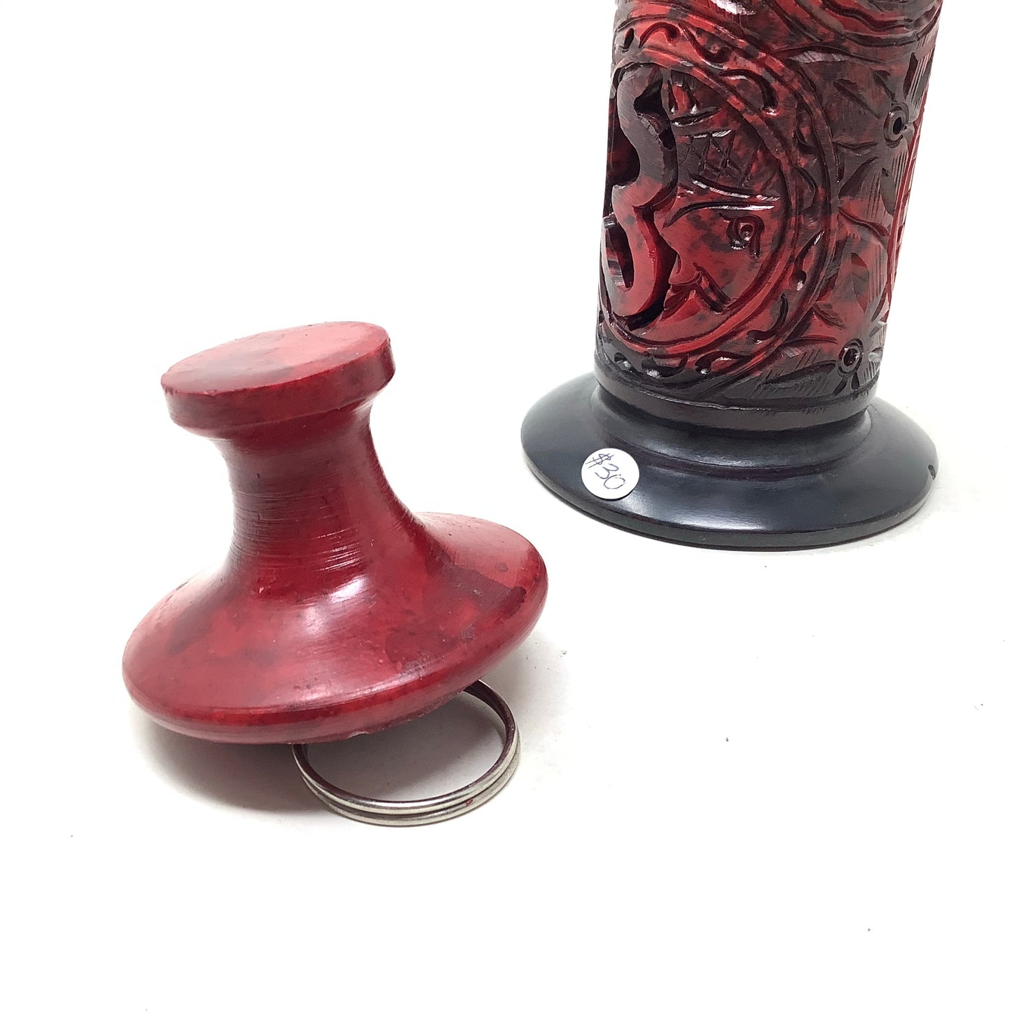 Dyed Red Sun Stone Tower Incense Burner