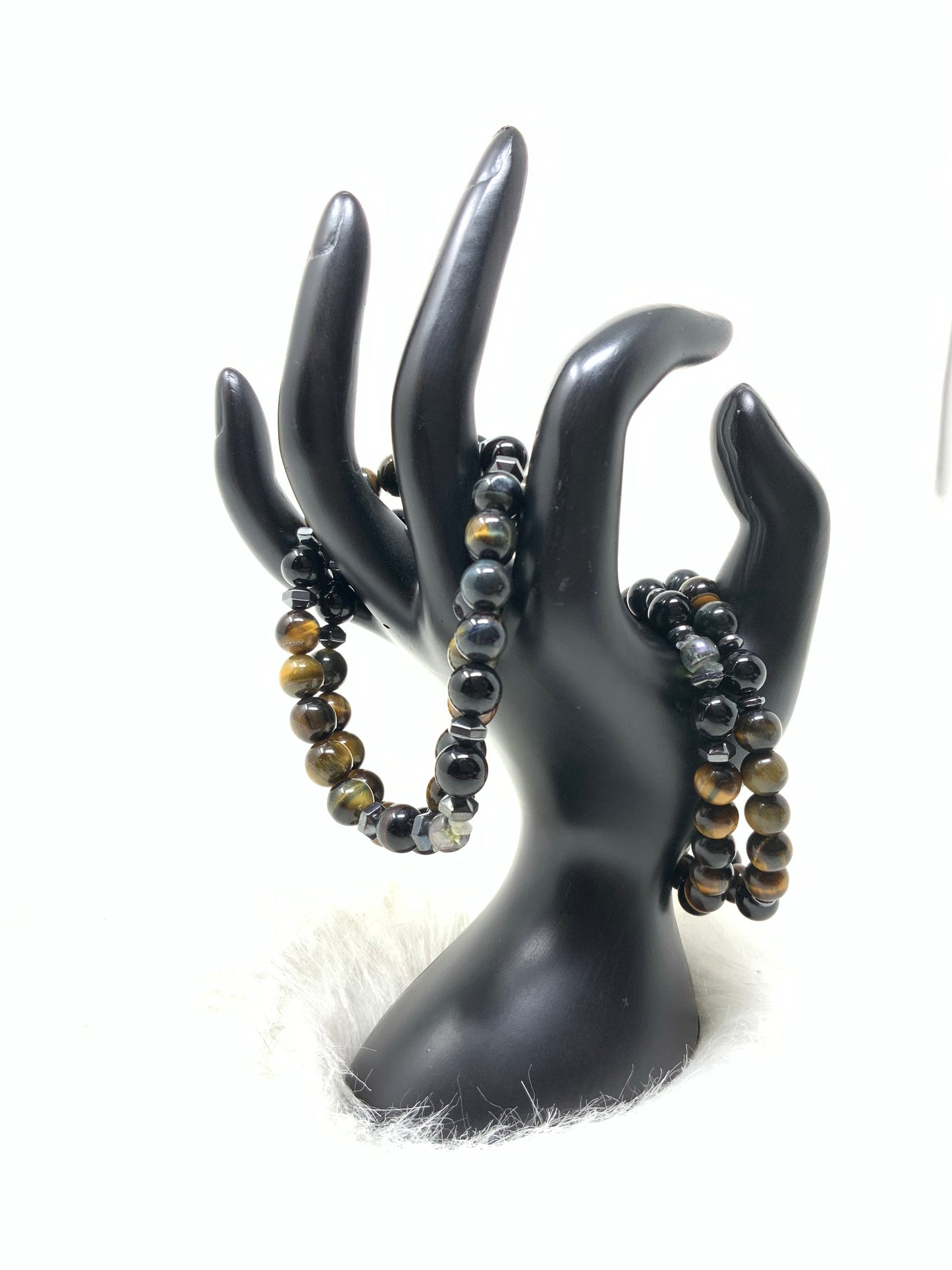 Tigers Eye and Obsidian Bracelet